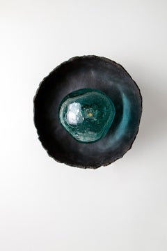 ASEA No. 12 Green Sculptural Wall Light in Stoneware and Hand-blown Glass