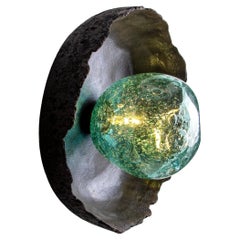 ASEA No. 12 Green Sculptural Wall Light in Stoneware and Hand-blown Glass