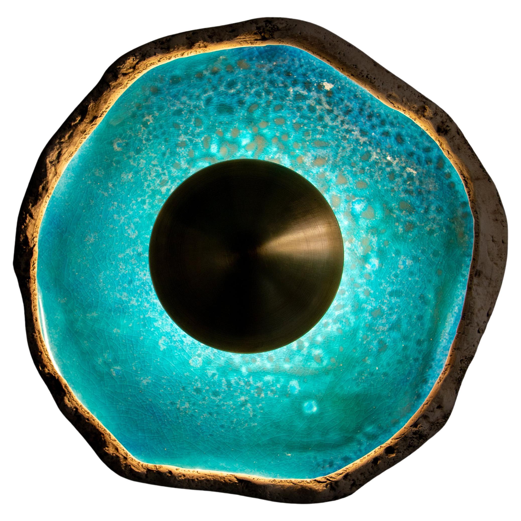 ASEA No. 18 Blue Wall Light in Stoneware and Metal
