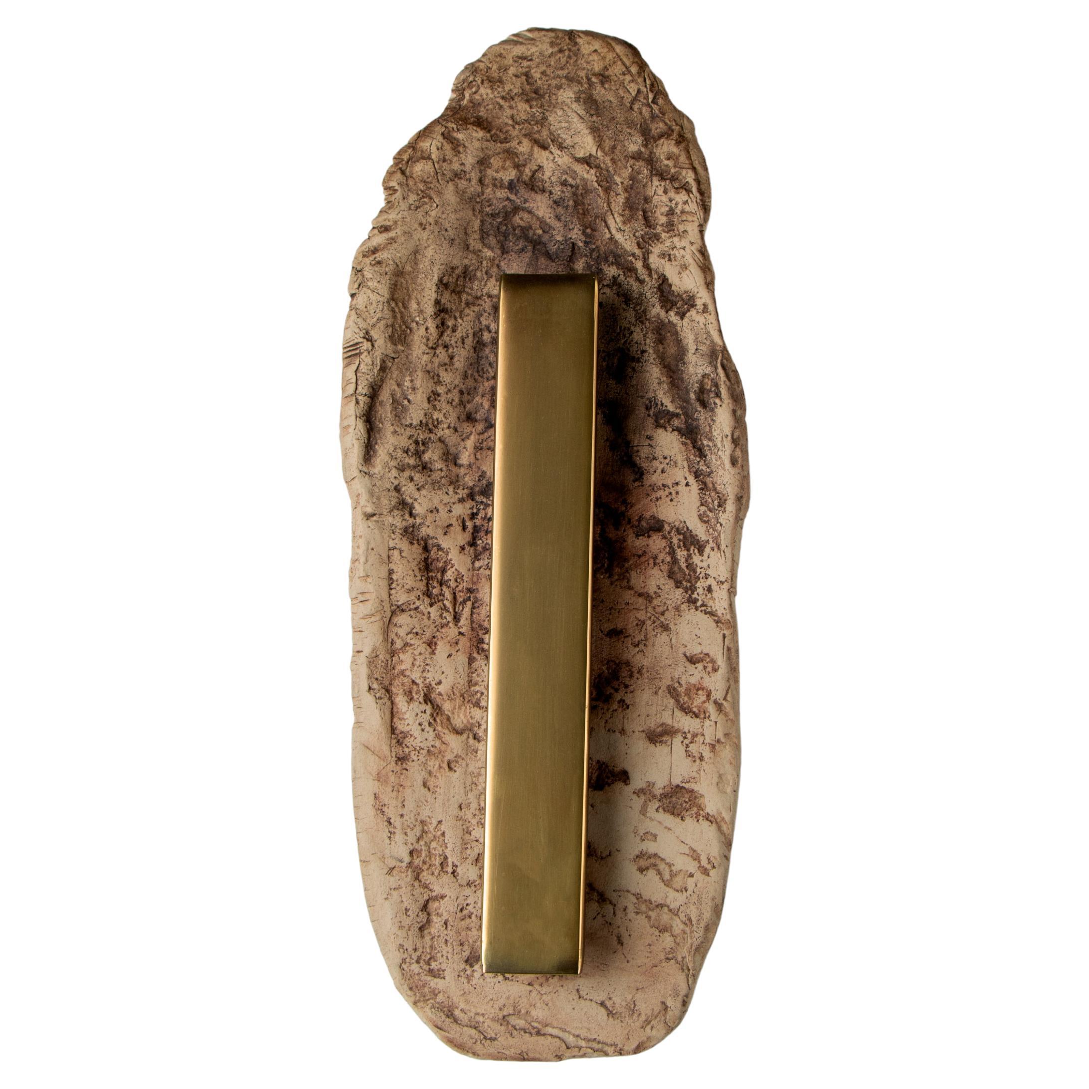 ASEA No. 2 Sculptural Wall Light in Stoneware and Metal For Sale