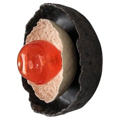 ASEA No. 26 Red Sculptural Wall Light in Stoneware and Hand-blown Glass