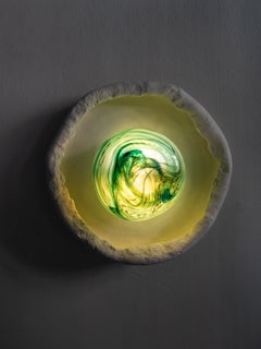 ASEA No. 35 Moss Sculptural Wall Light in Stoneware and Hand-blown Glass