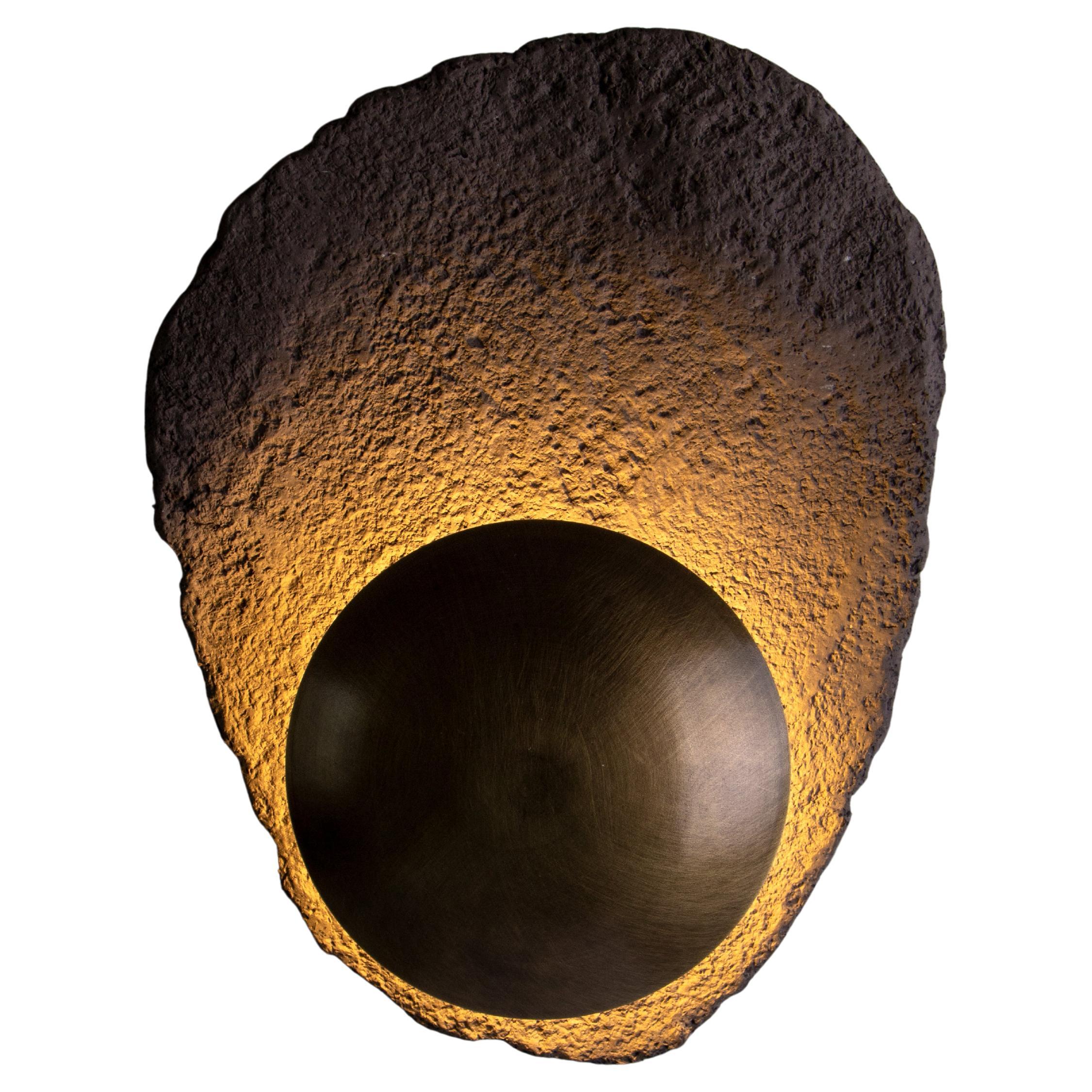 ASEA No. 4 Sculptural Wall Light in Stoneware and Brass