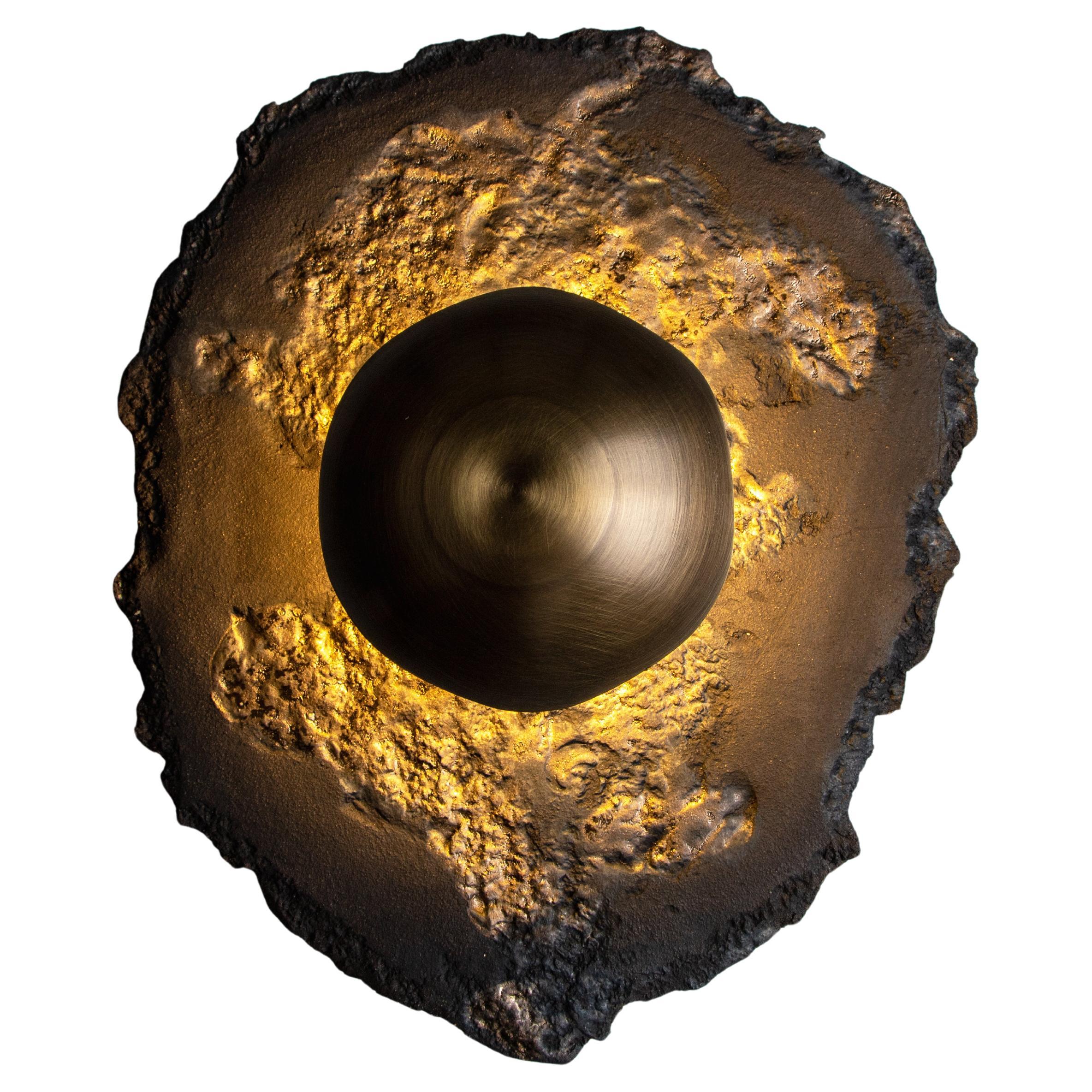 ASEA No. 7 Sculptural Wall Light in Stoneware and Brass