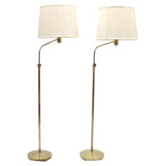 ASEA, Pair of Height Adjustable Brass Floor Lamps Attr. to Hans Bergström, 1950s