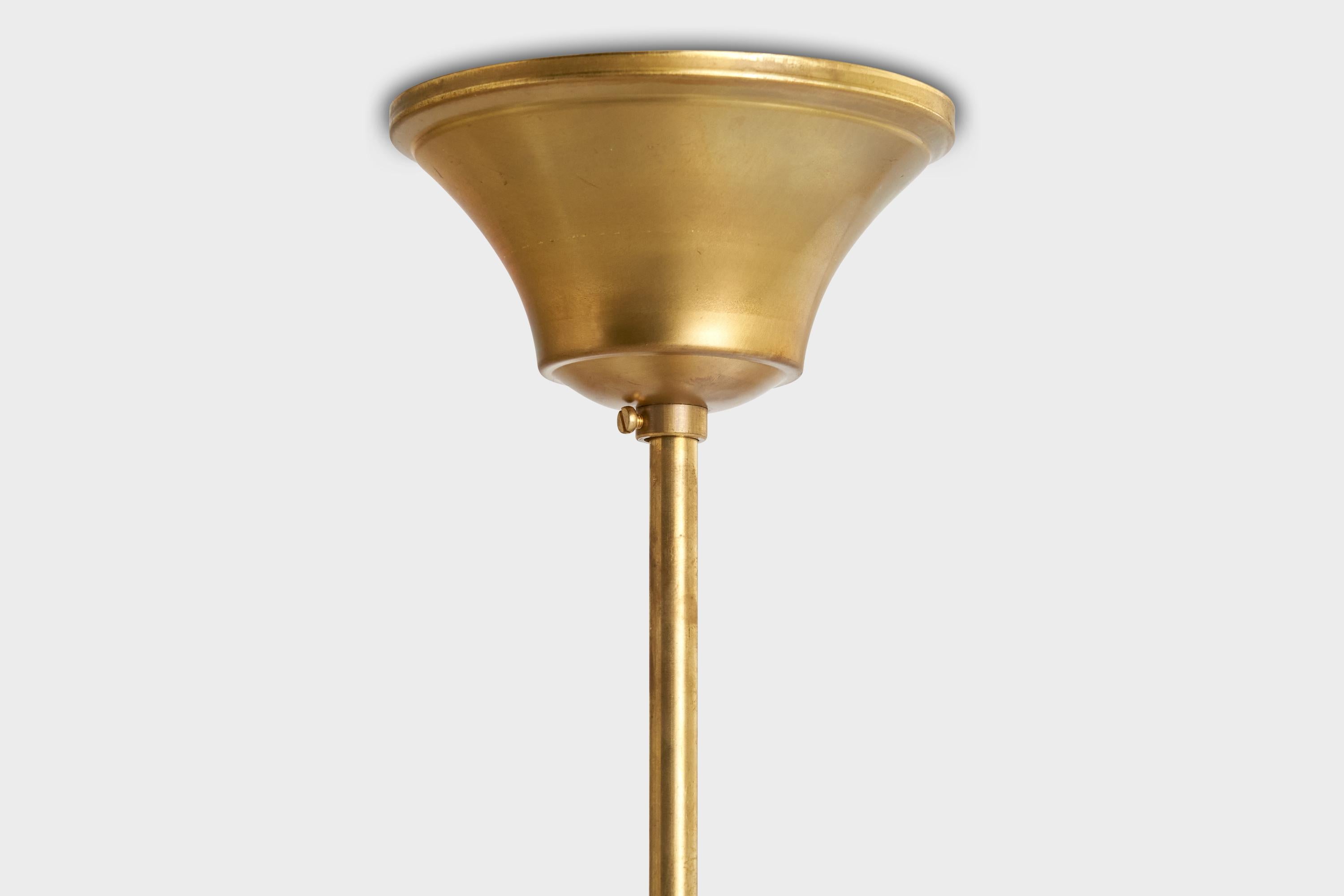 ASEA, Pendant Light, Brass, Glass, Sweden, 1930s For Sale 1
