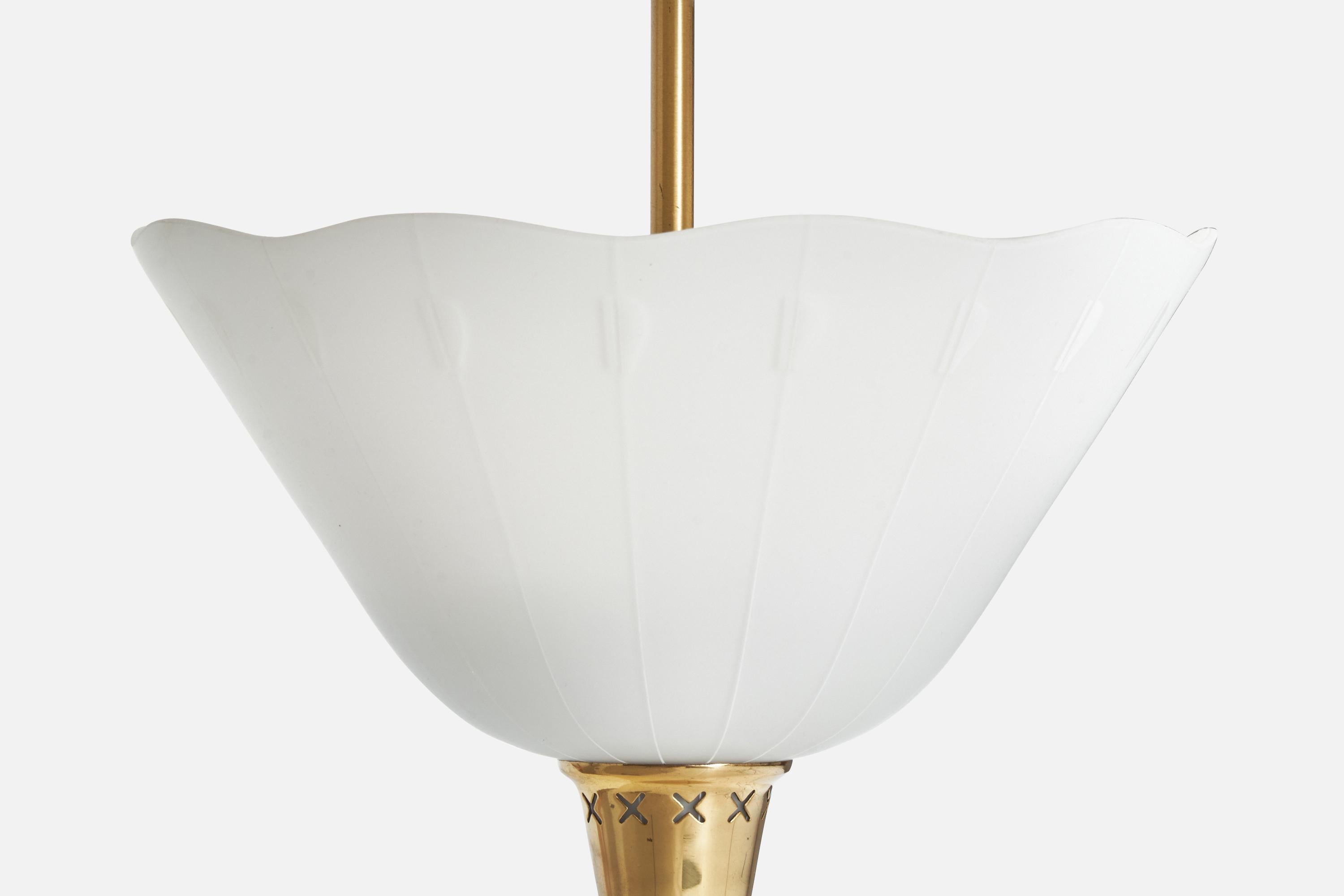 ASEA, Pendant Light, Brass, Glass, Sweden, 1940s For Sale 1