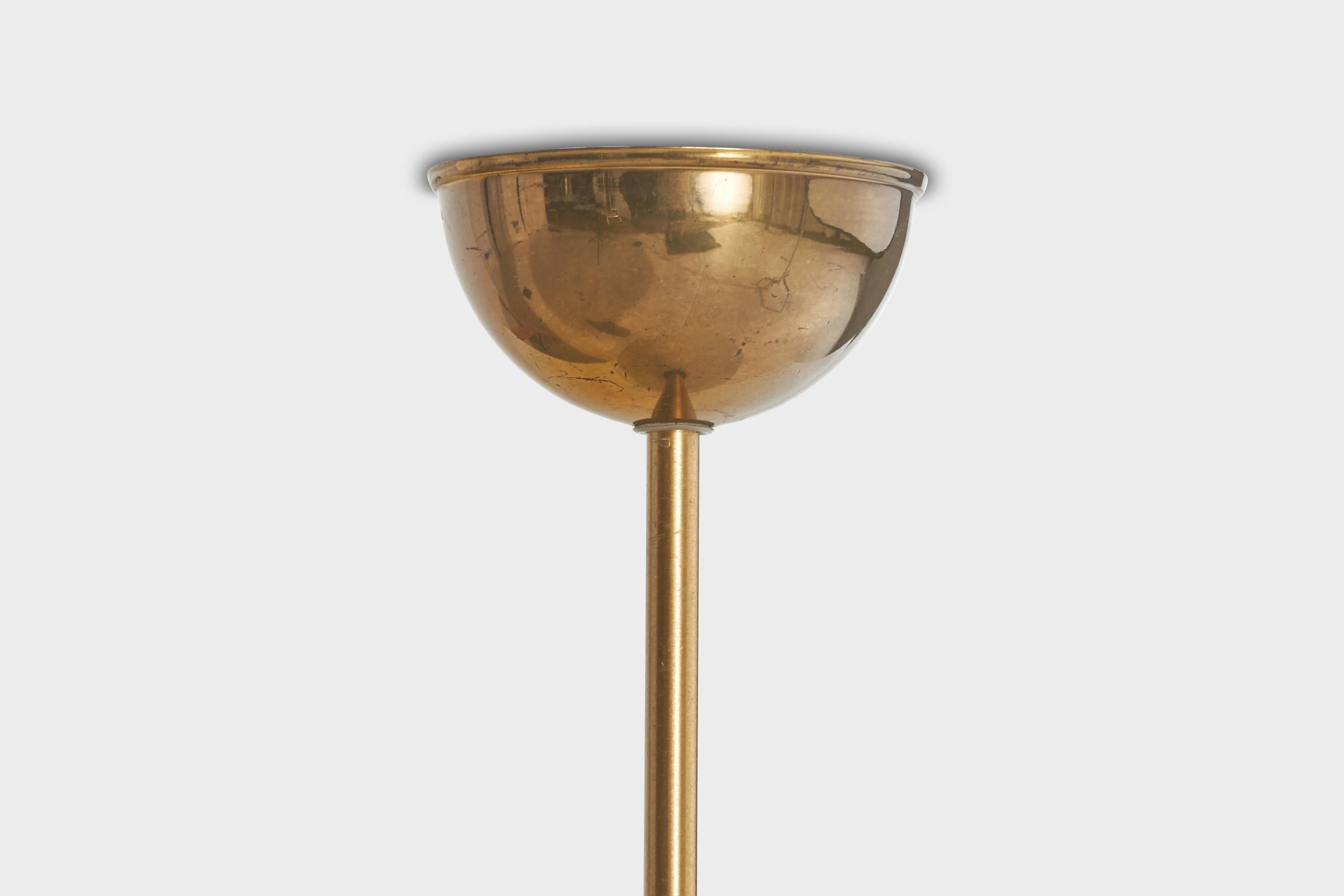 ASEA, Pendant Light, Brass, Glass, Sweden, 1940s For Sale 3