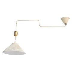 ASEA, lampe à suspension, métal, laiton, tissu, Suède, années 1940