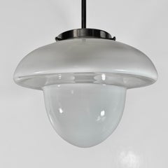 ASEA, Scandinavian pendant lamp Viktoria, glass and chrome, Sweden, 1920s