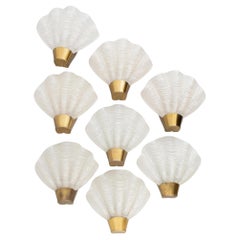 ASEA Skandia "Coquille" Brass and Glass Wall Lamps, Sweden 1940