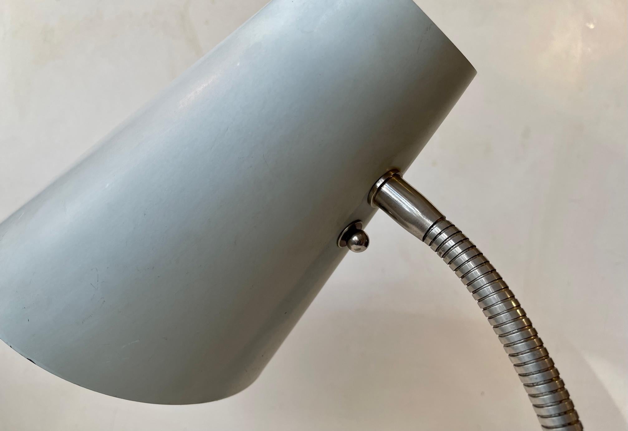 Powder-Coated ASEA Sweden Adjustable Grey Industrial Table Lamp, 1950s For Sale