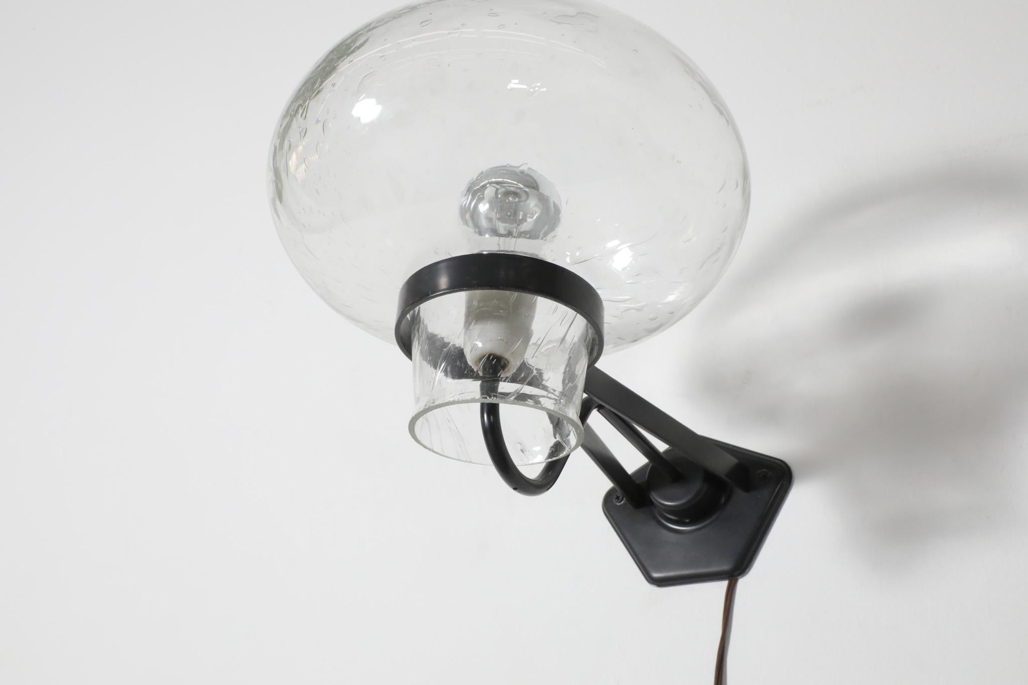 ASEA Swedish Blown Bubble Glass Wall Sconce with Black Metal Frame 5