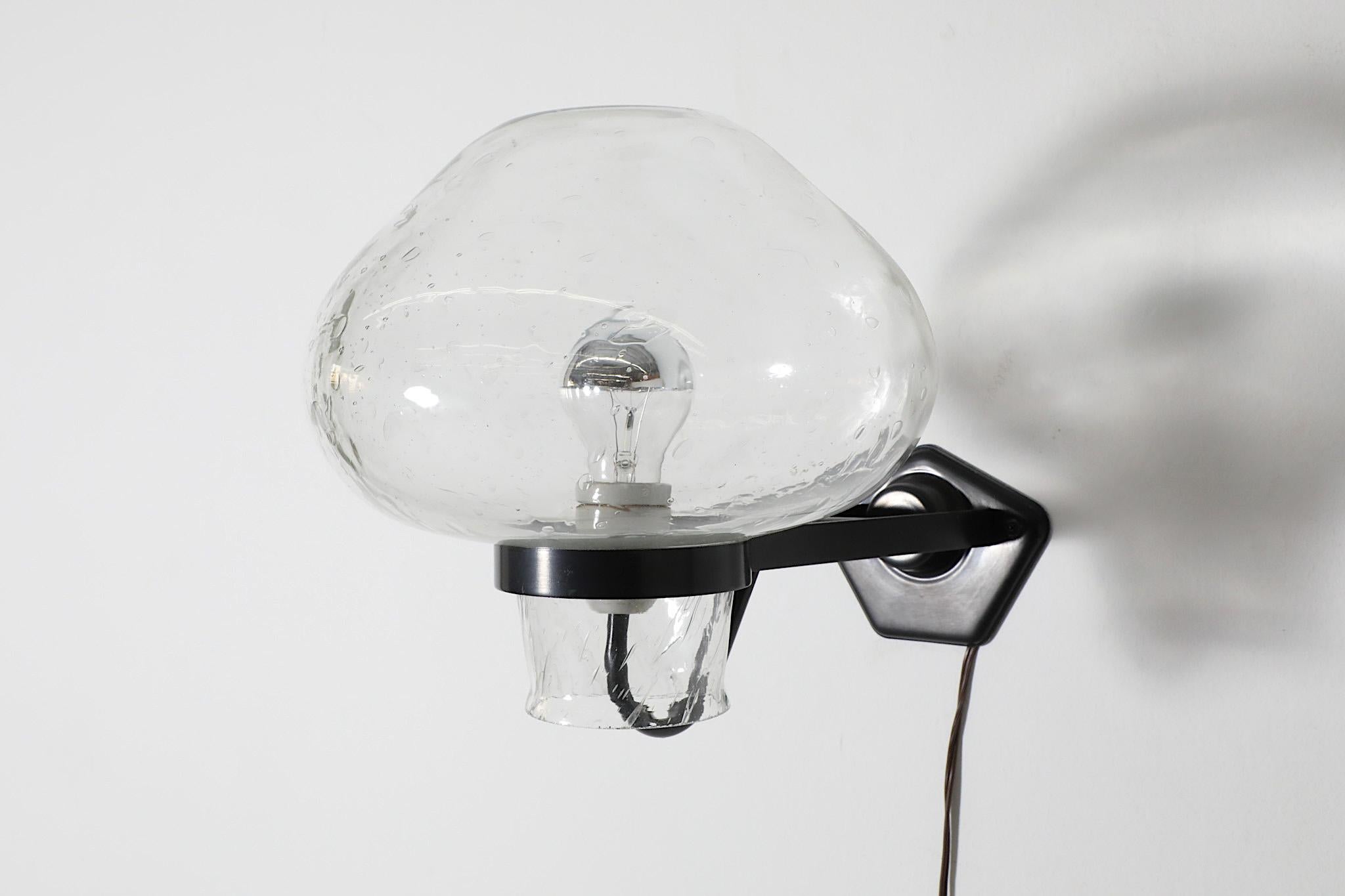 ASEA Swedish Blown Bubble Glass Wall Sconce with Black Metal Frame 9