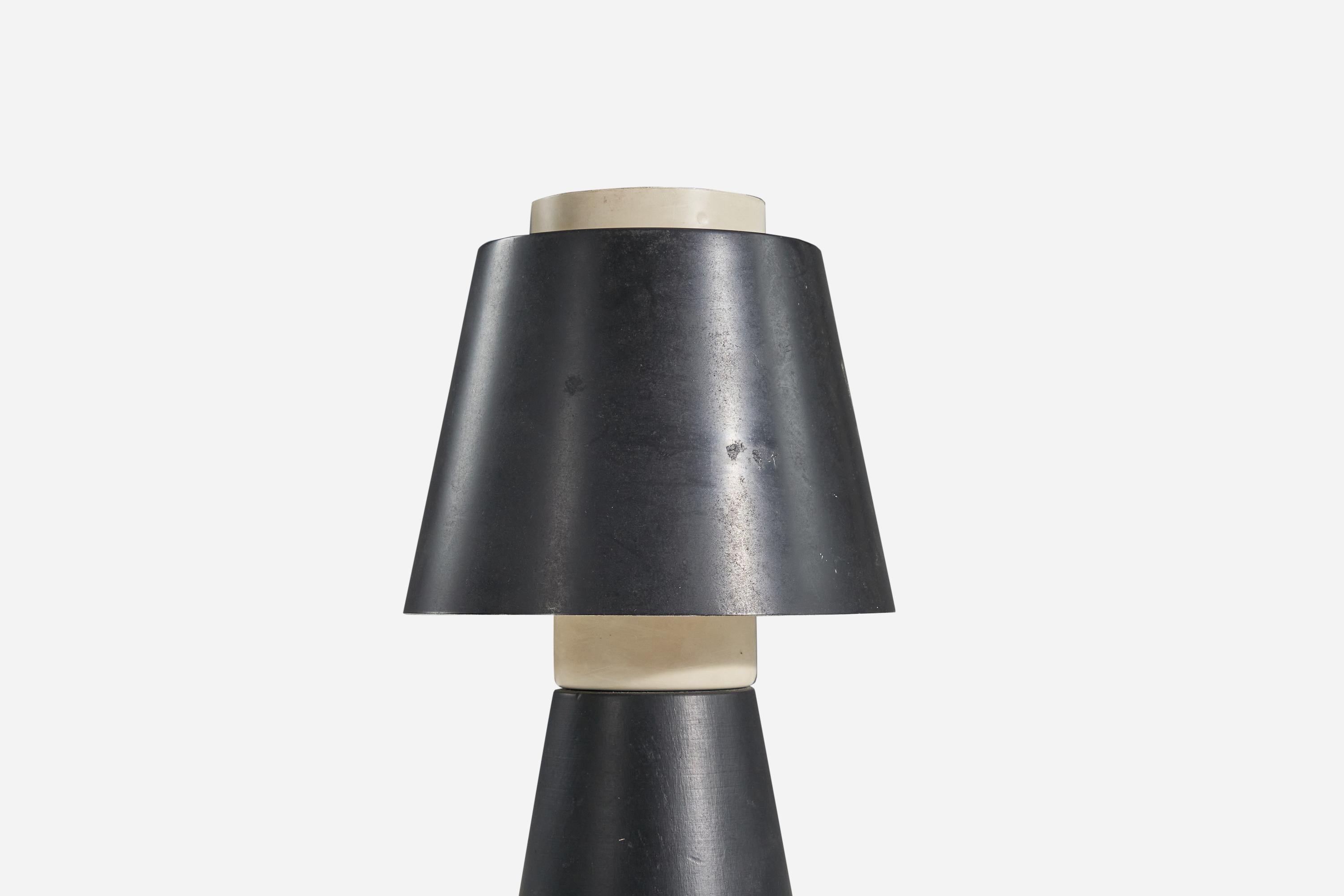 ASEA, Table Lamp, Black and White Metal, Sweden, 1950s In Good Condition In High Point, NC