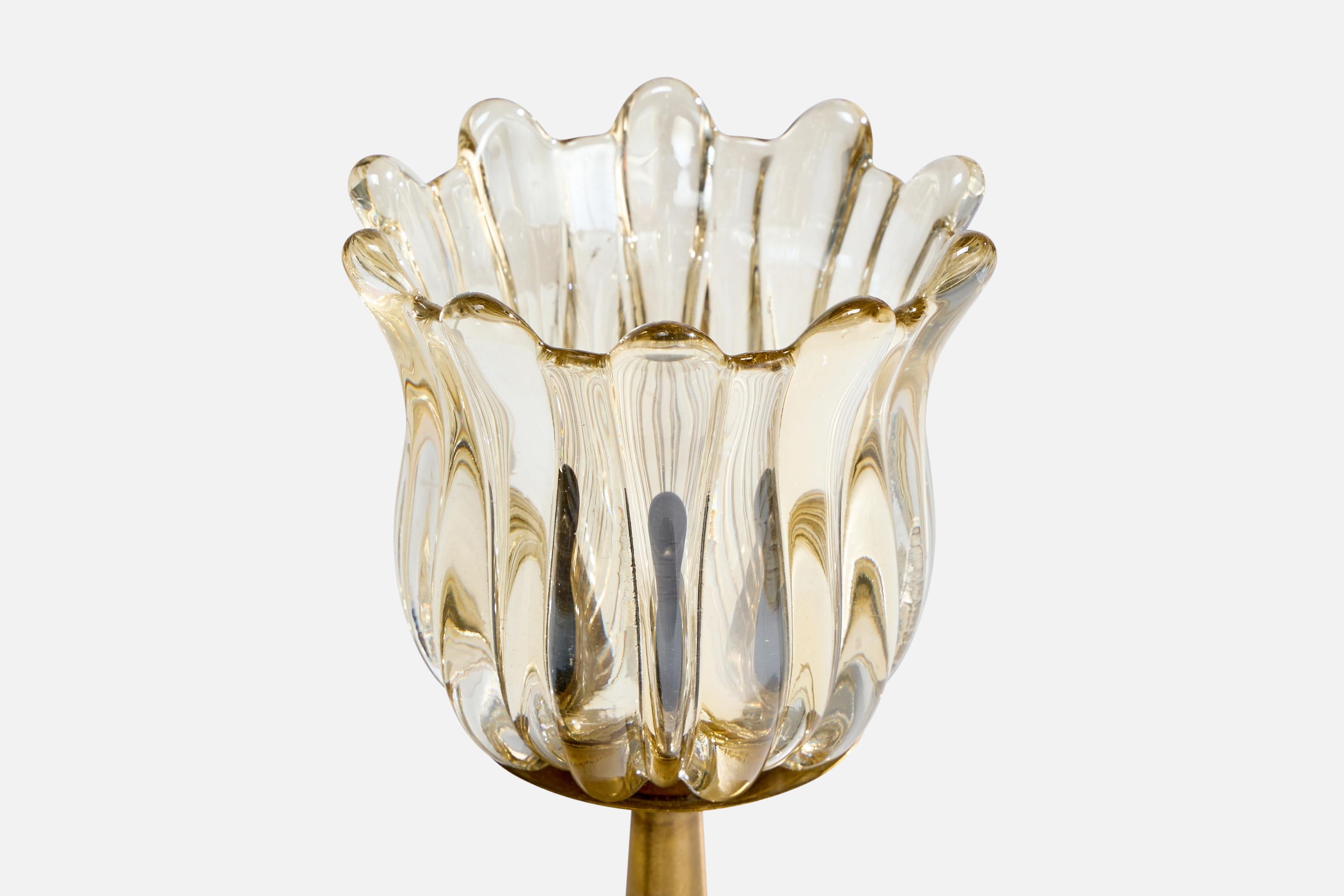 Swedish ASEA, Table Lamp, Brass, Glass, Sweden, 1950s For Sale