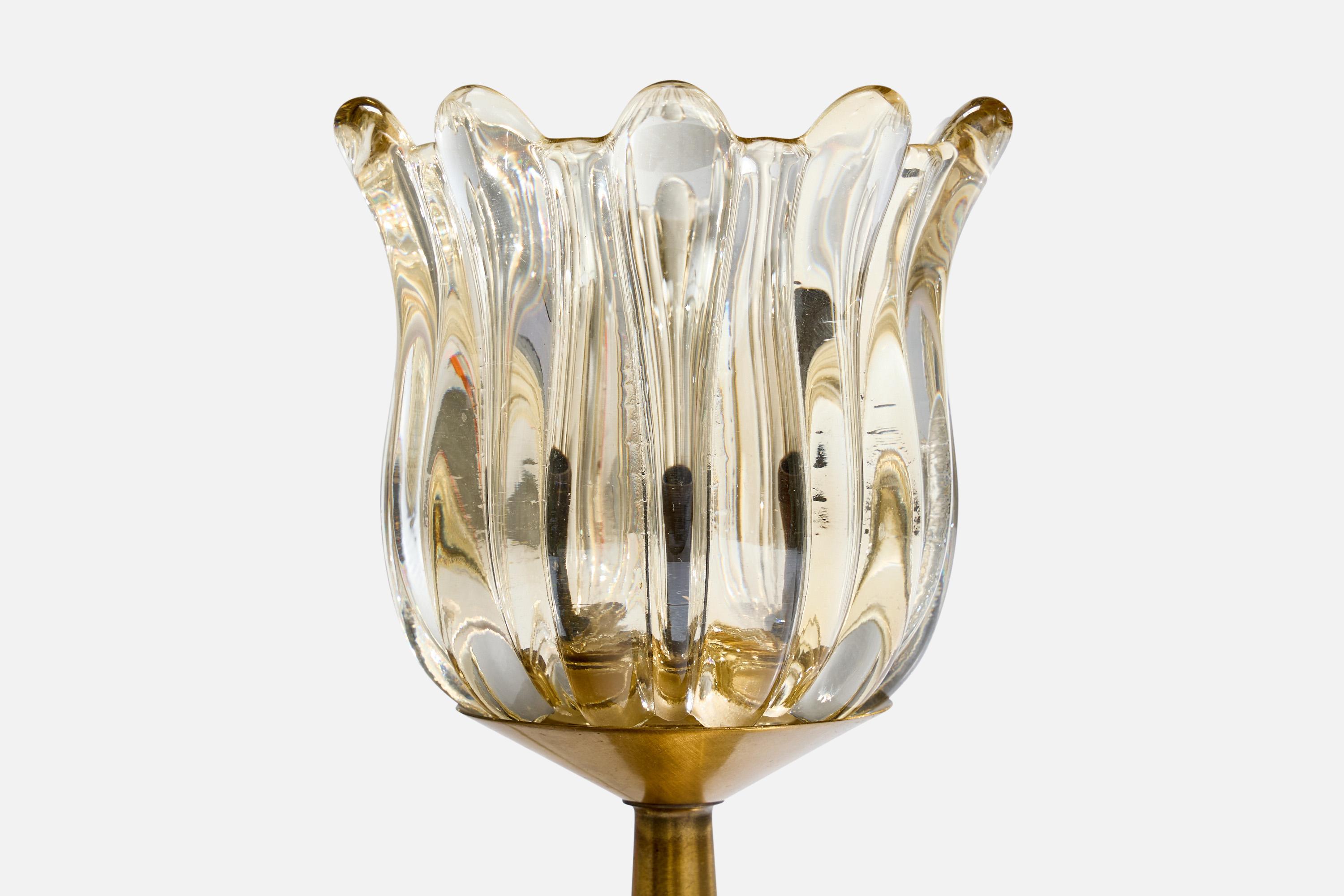 ASEA, Table Lamp, Brass, Glass, Sweden, 1950s In Good Condition For Sale In High Point, NC