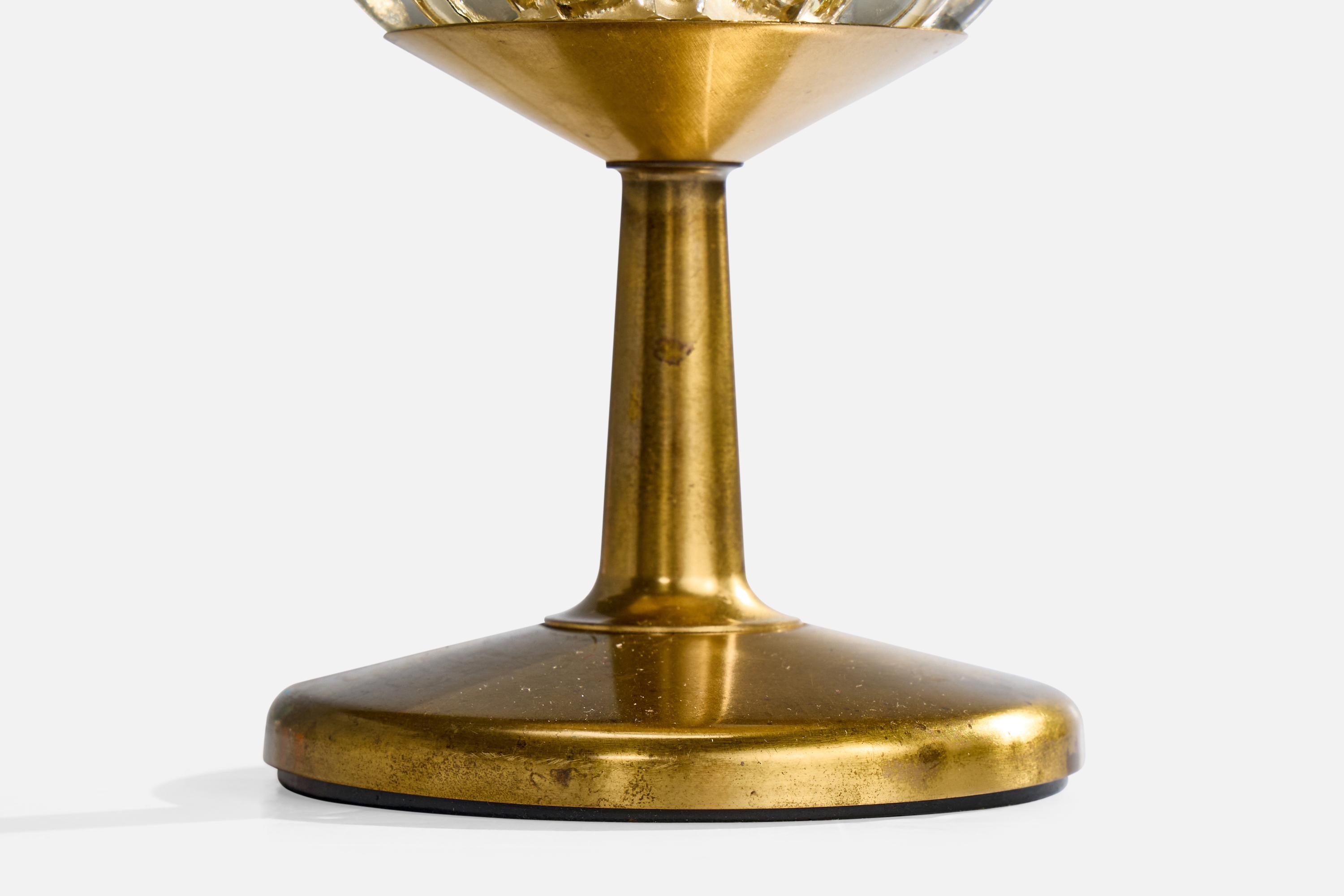 ASEA, Table Lamp, Brass, Glass, Sweden, 1950s For Sale 1