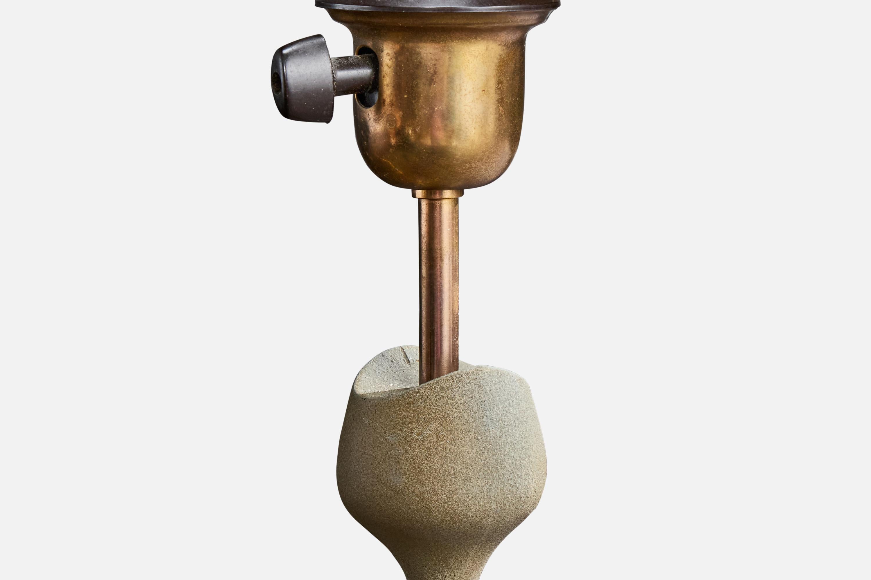 Laiton ASEA, lampe de table, laiton, fer, parchemin, Suède, années 1950 en vente