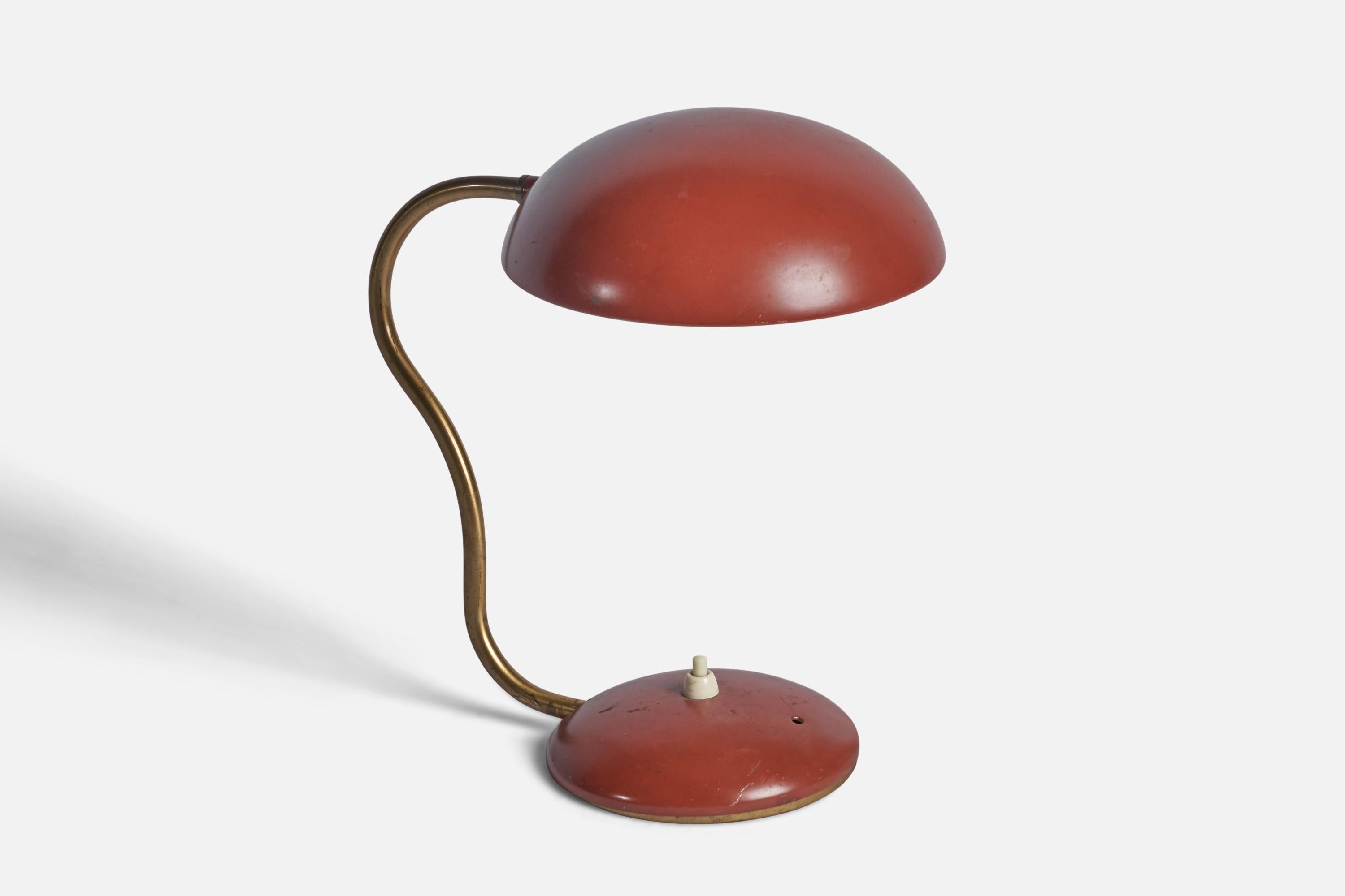 Scandinavian Modern ASEA, Table Lamp, Brass, Metal, Sweden, 1940s For Sale