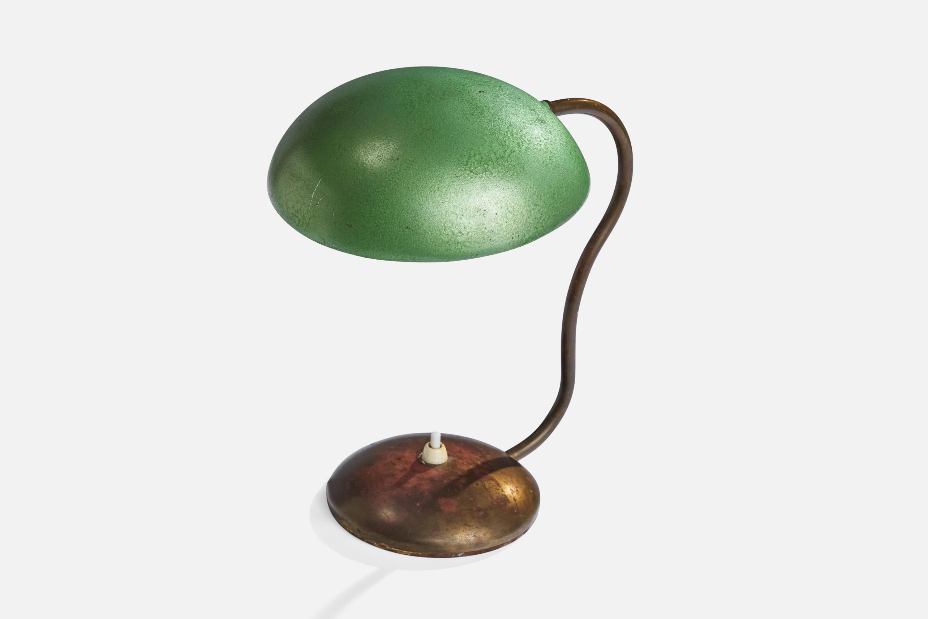 Scandinavian Modern ASEA, Table Lamp, Brass, Metal, Sweden, 1940s For Sale