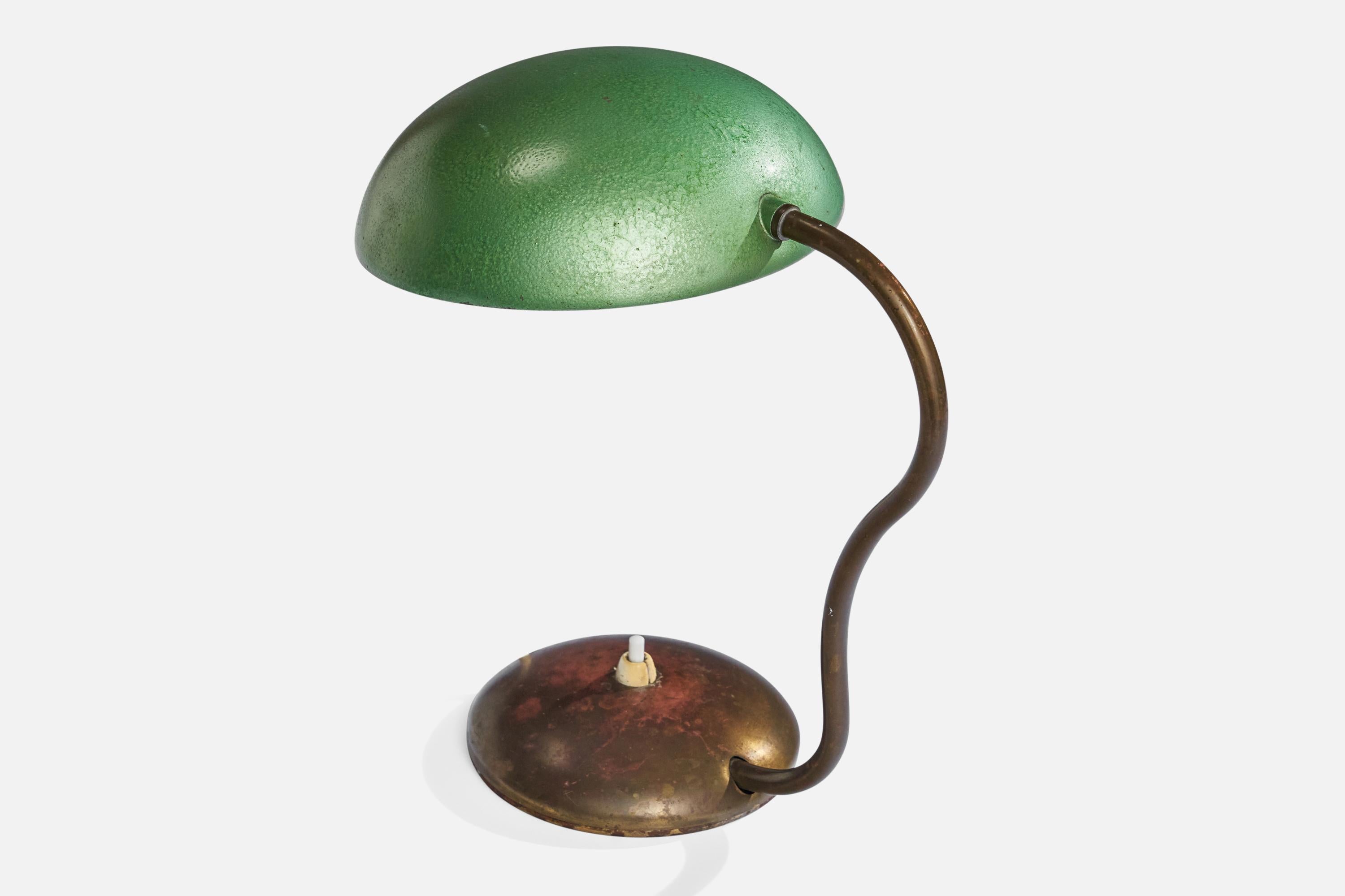 Swedish ASEA, Table Lamp, Brass, Metal, Sweden, 1940s For Sale