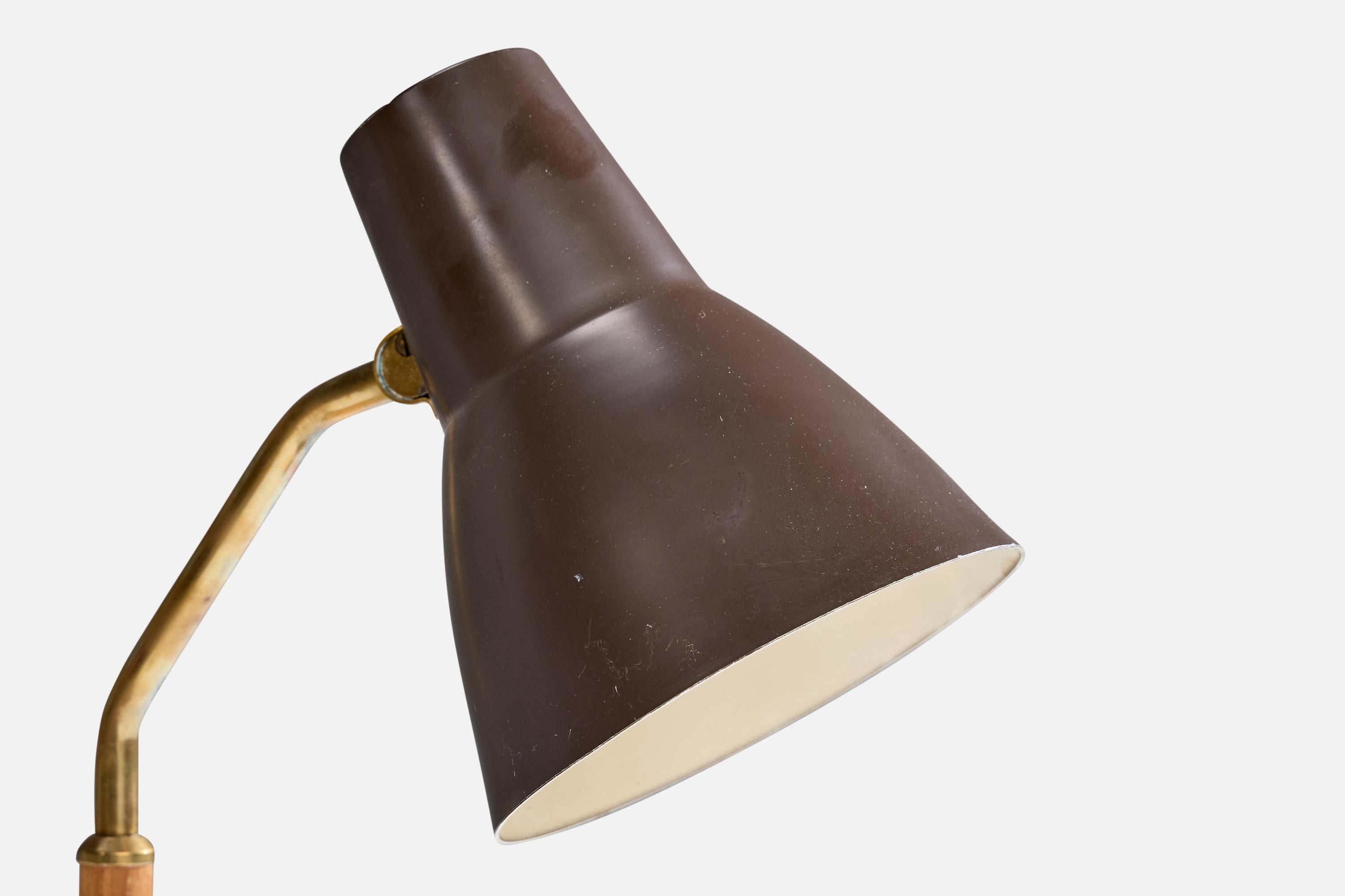 ASEA, Tischlampe, Messing, Teakholz, Metall, Schweden, 1950er Jahre (Schwedisch) im Angebot