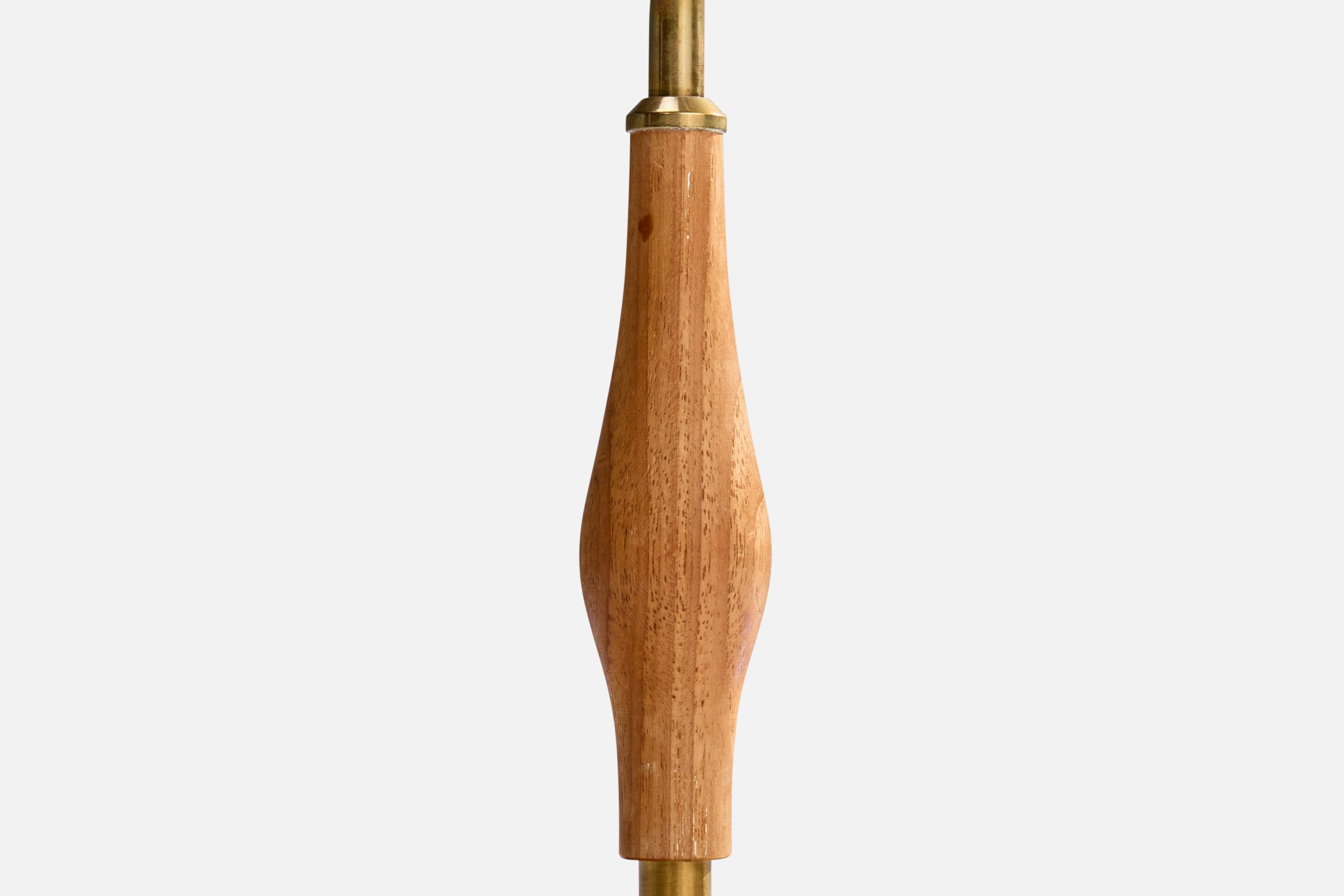 ASEA, Tischlampe, Messing, Teakholz, Metall, Schweden, 1950er Jahre (Mitte des 20. Jahrhunderts) im Angebot
