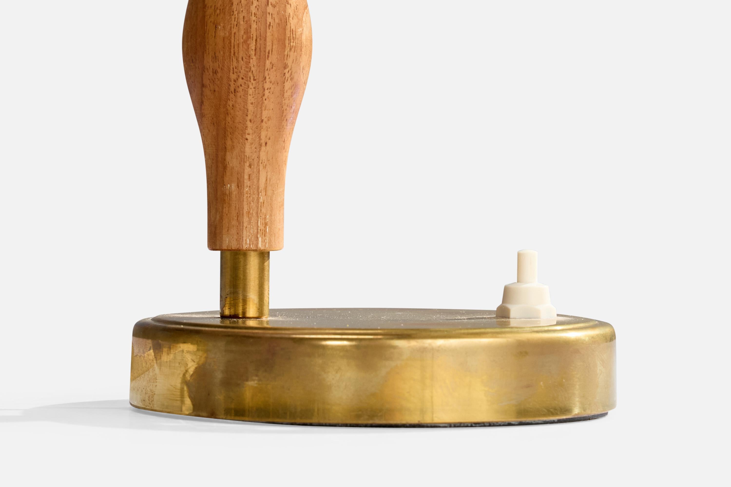 ASEA, Tischlampe, Messing, Teakholz, Metall, Schweden, 1950er Jahre im Angebot 2