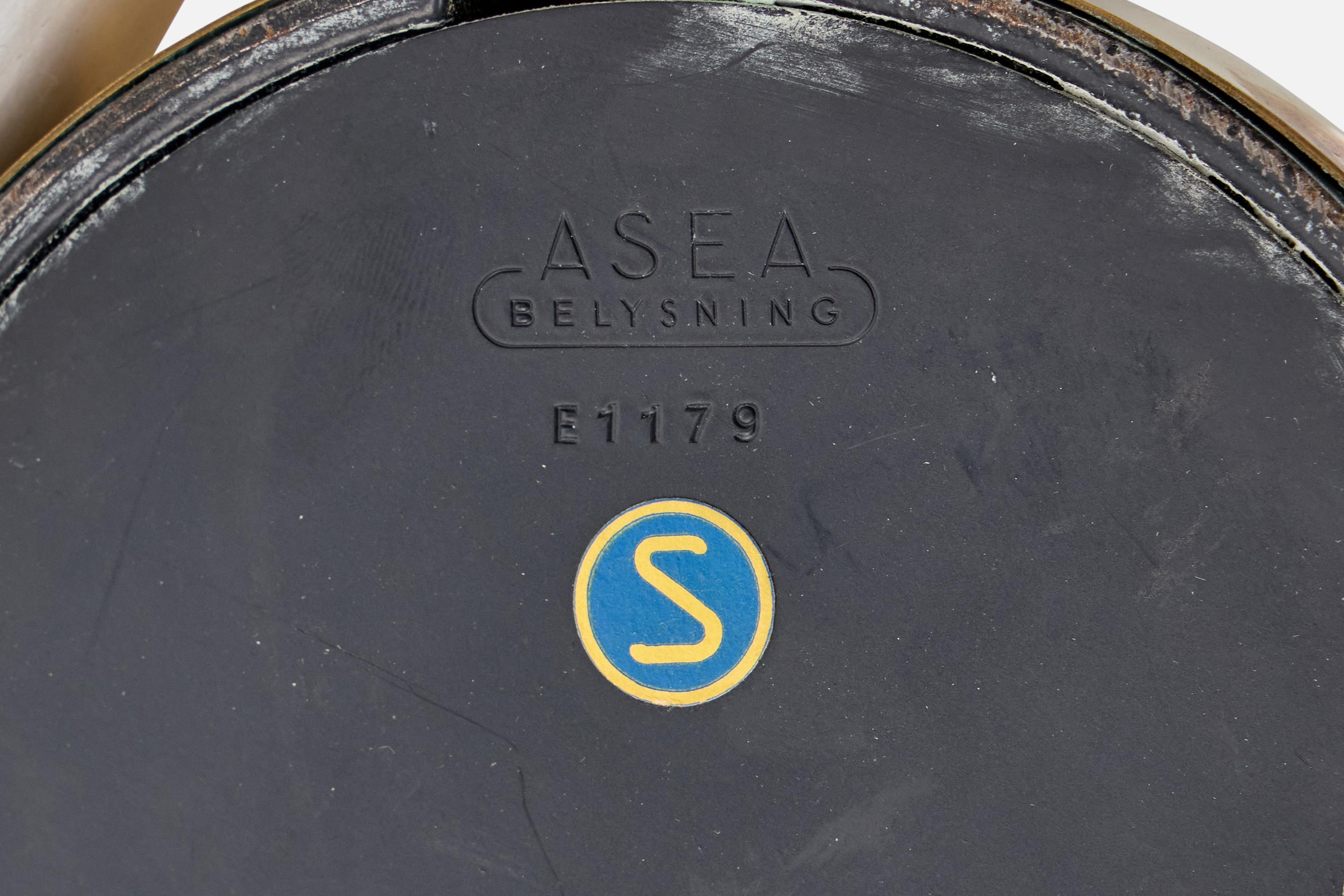 ASEA, Tischlampe, Messing, Teakholz, Metall, Schweden, 1950er Jahre im Angebot 3