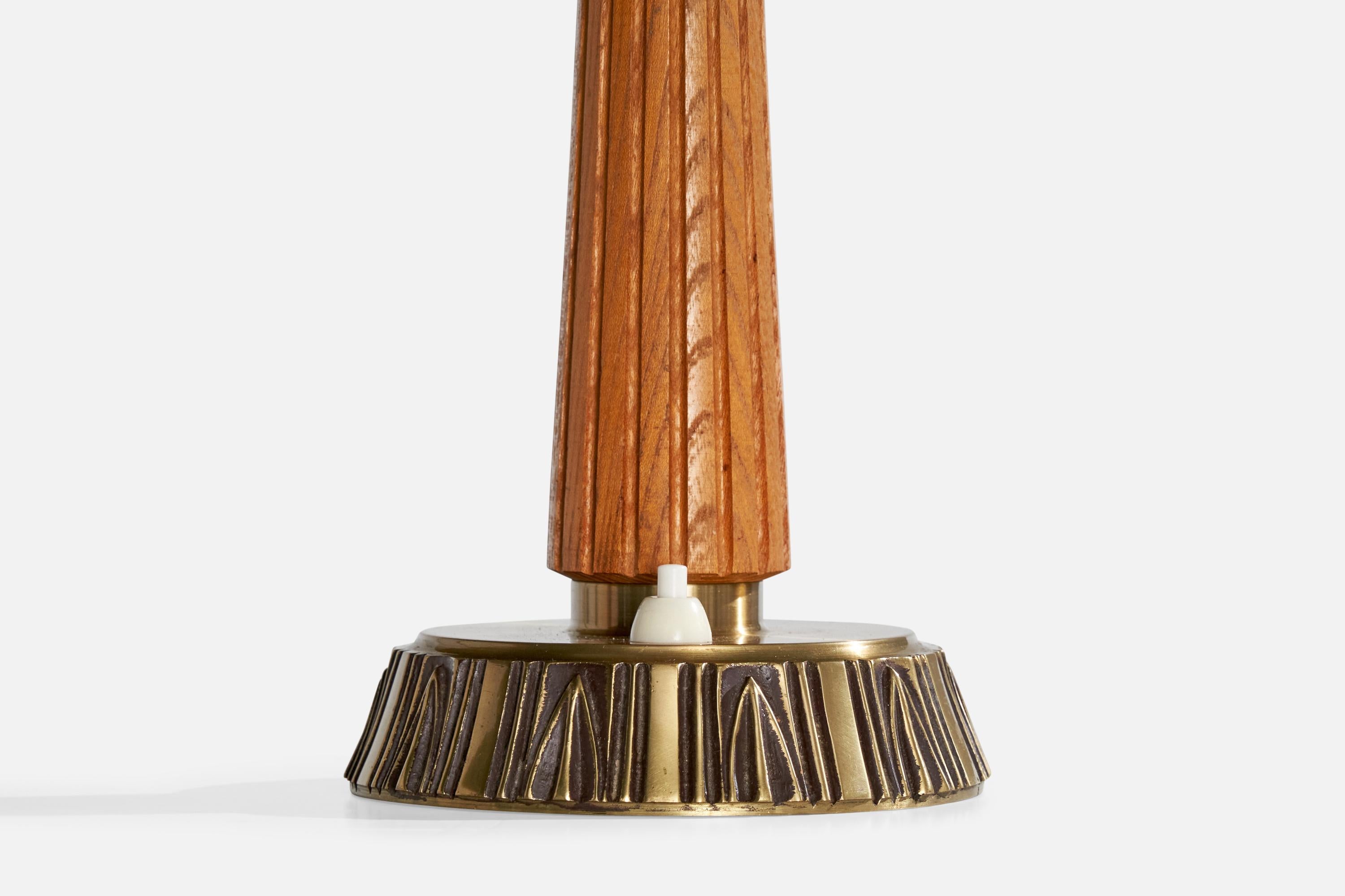 ASEA, lampe de table, laiton, Wood, Fabrice, Suède, années 1950 en vente 1