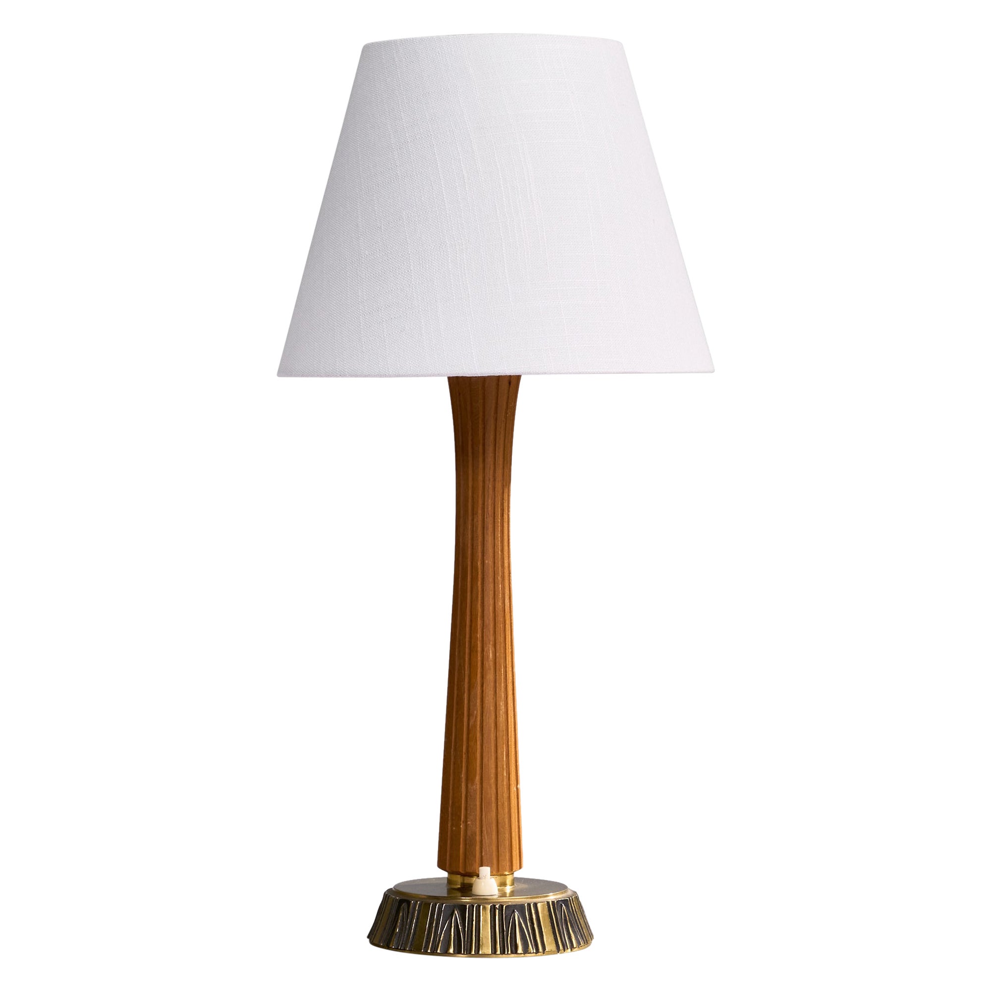 ASEA, Table Lamp, Brass, Wood, Sweden, 1950s