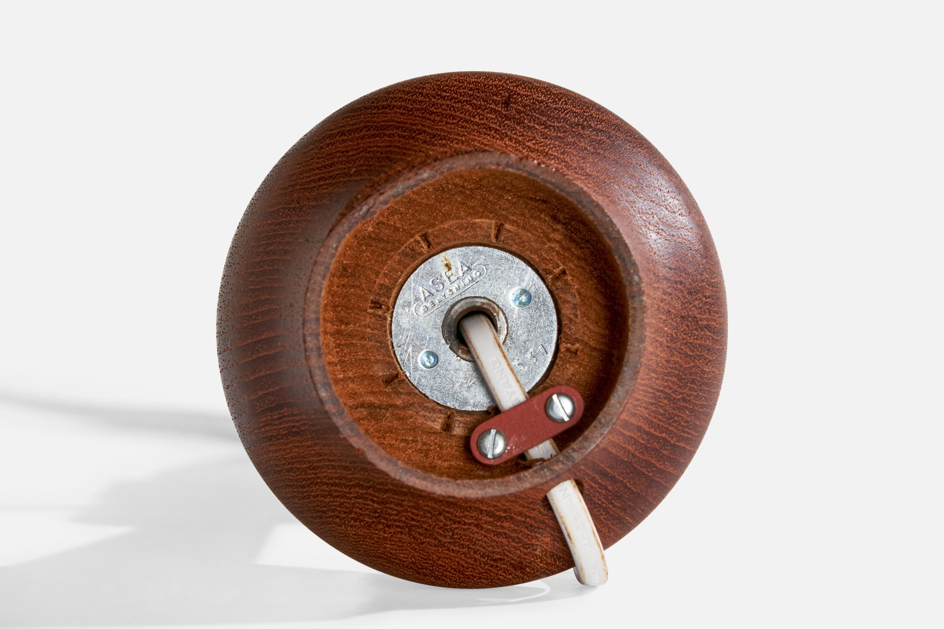 ASEA, Table Lamp, Copper, Teak, Sweden, 1950s For Sale 1