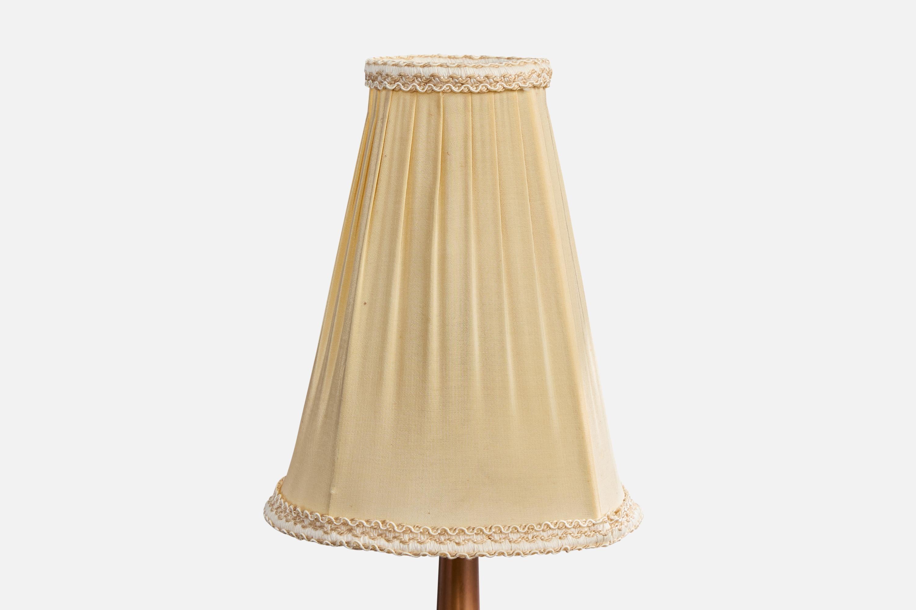 ASEA, Lámpara de mesa, Teca, Cobre, Tela, Suecia, Años 50 Sueco en venta