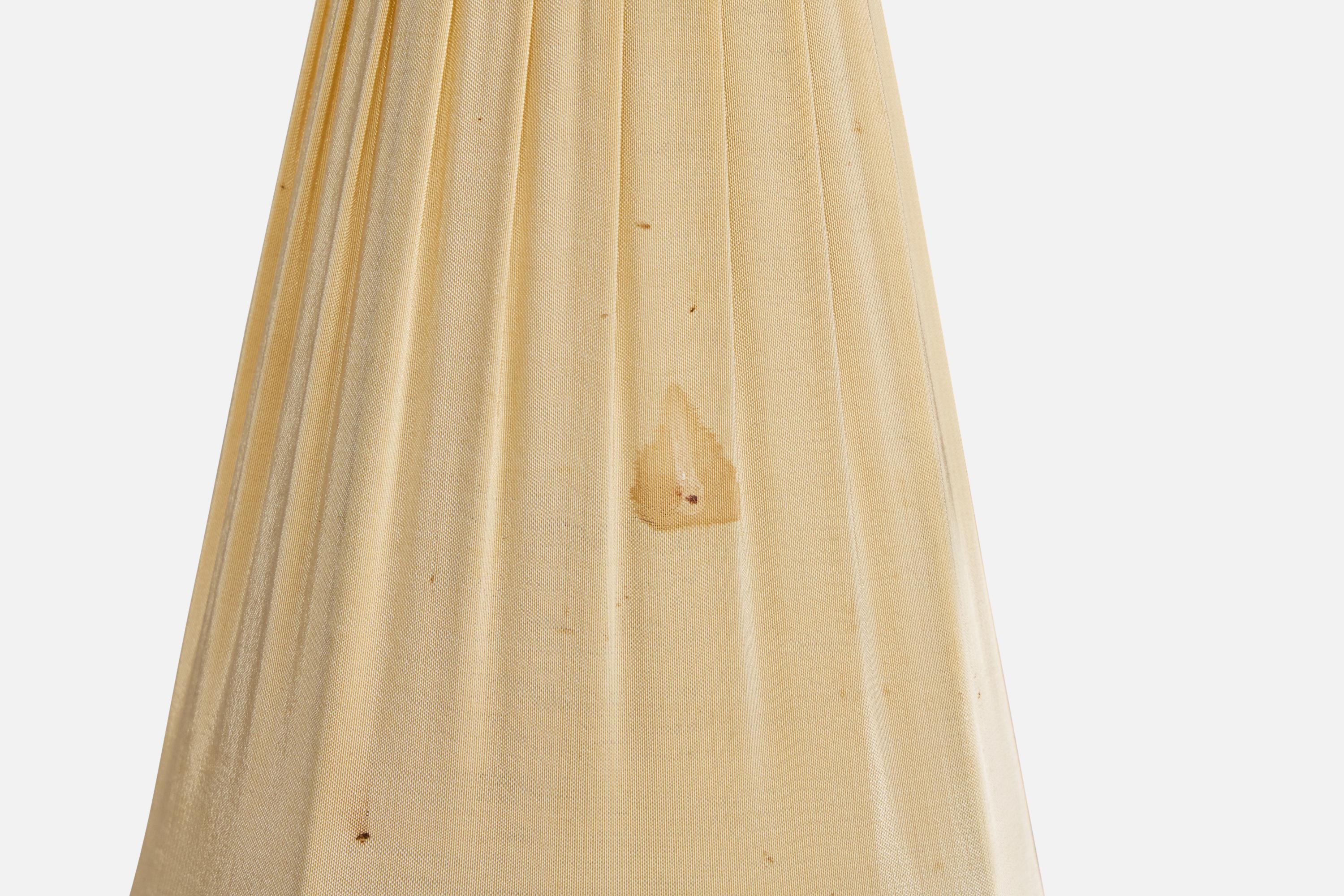 ASEA, Lámpara de mesa, Teca, Cobre, Tela, Suecia, Años 50 en Bastante bueno estado para la venta en High Point, NC