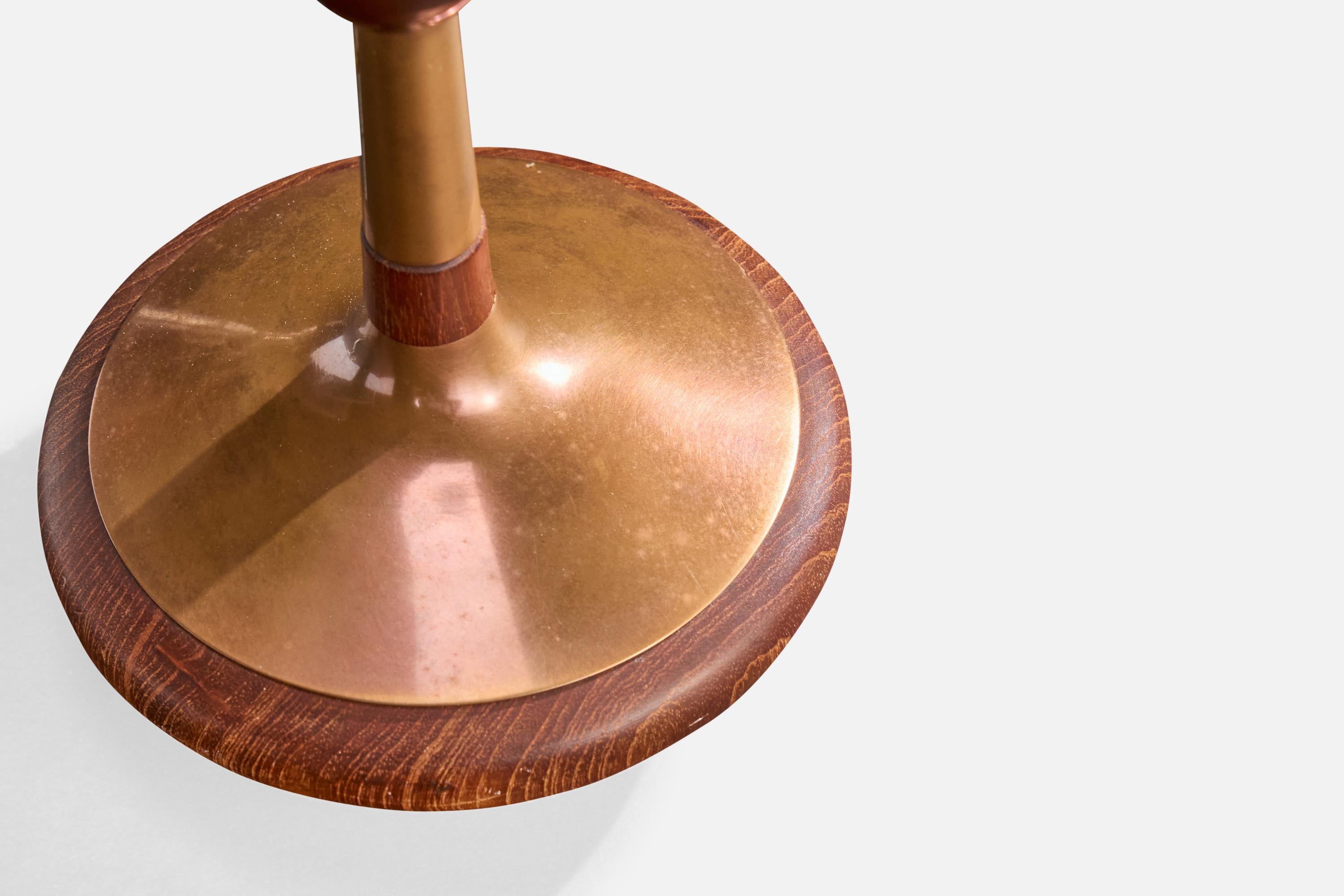 ASEA, Lámpara de mesa, Teca, Cobre, Tela, Suecia, Años 50 en venta 2