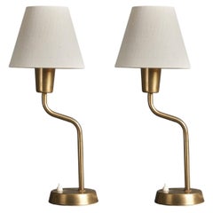 ASEA, Table Lamps, Brass, Fabric, Sweden, 1940s