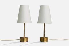 ASEA, Table Lamps, Brass, Fabric, Sweden, 1950s