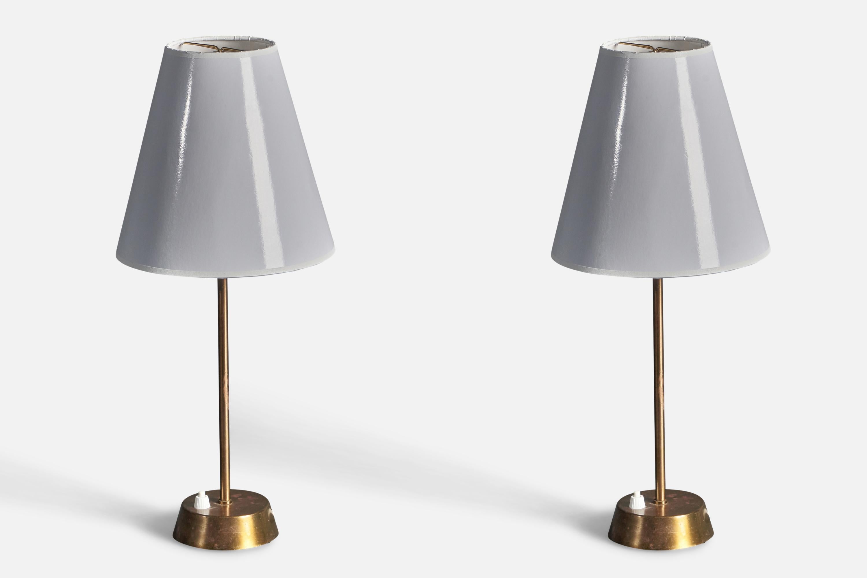 Swedish ASEA, Table Lamps, Brass, Sweden 1950s For Sale