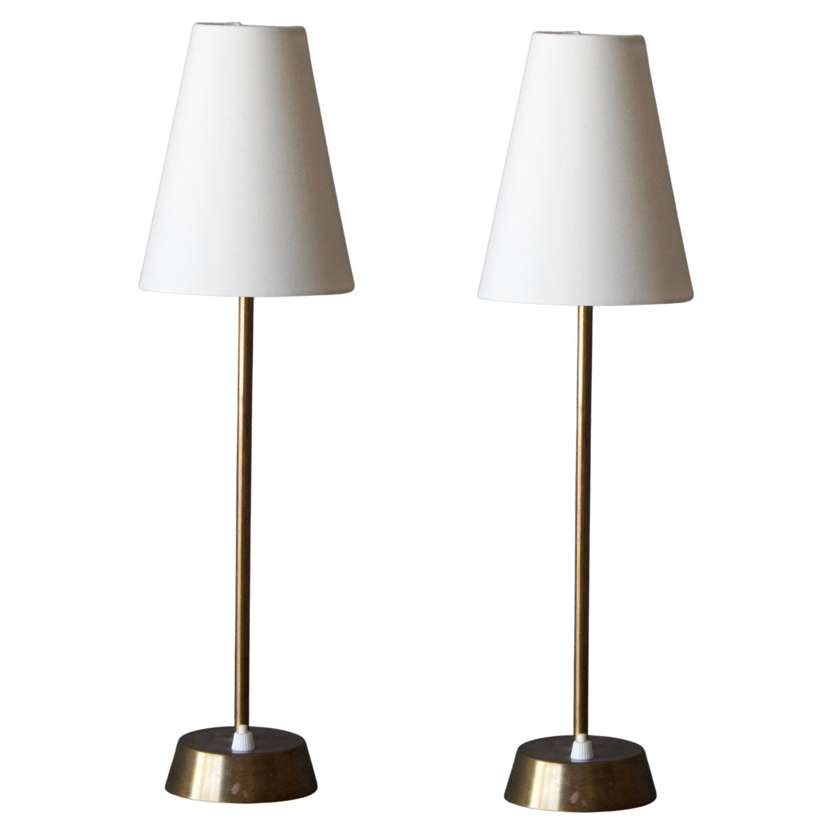 ASEA, Table Lamps, Brass, Sweden 1950s