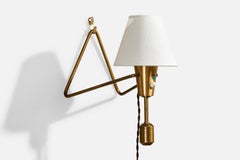 ASEA, Wall Light, Brass, Fabric, Sweden, 1940s