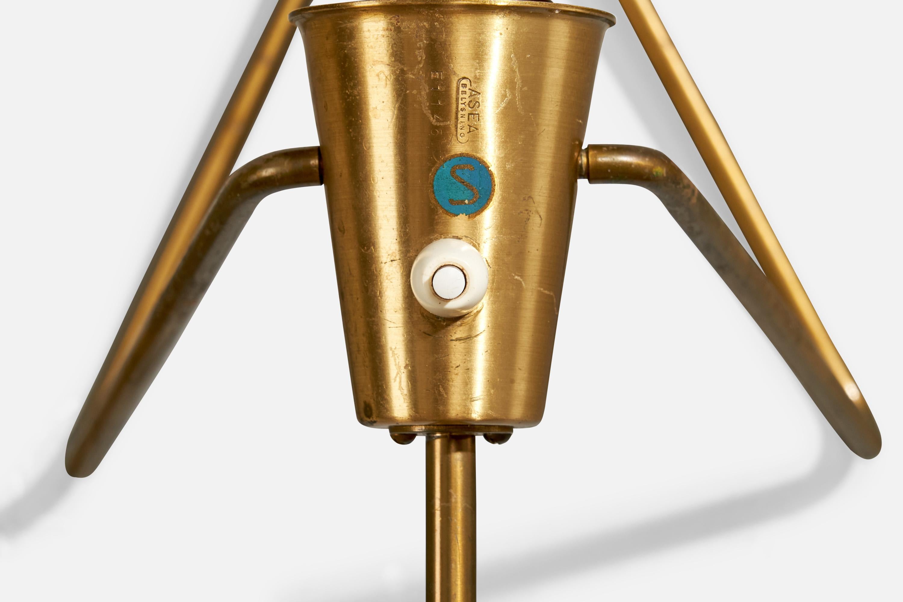 ASEA, Wall Light, Brass, Fabric, Sweden, 1940s For Sale 2