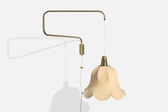 ASEA, Wall Light, Brass, Fabric, Sweden, 1950s