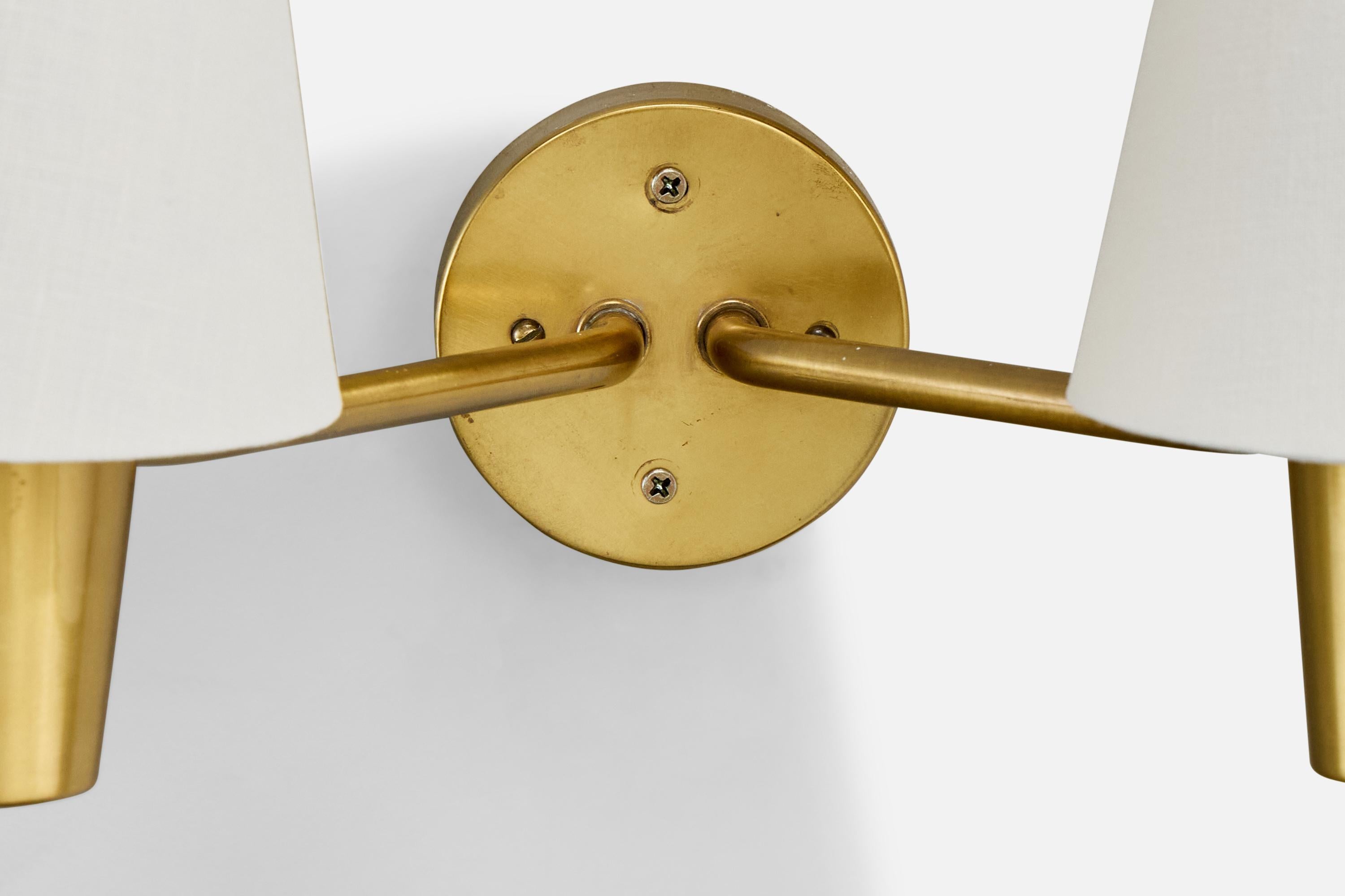Asea, Wall Light, Brass, Fabric, Sweden, 1950s In Good Condition For Sale In High Point, NC
