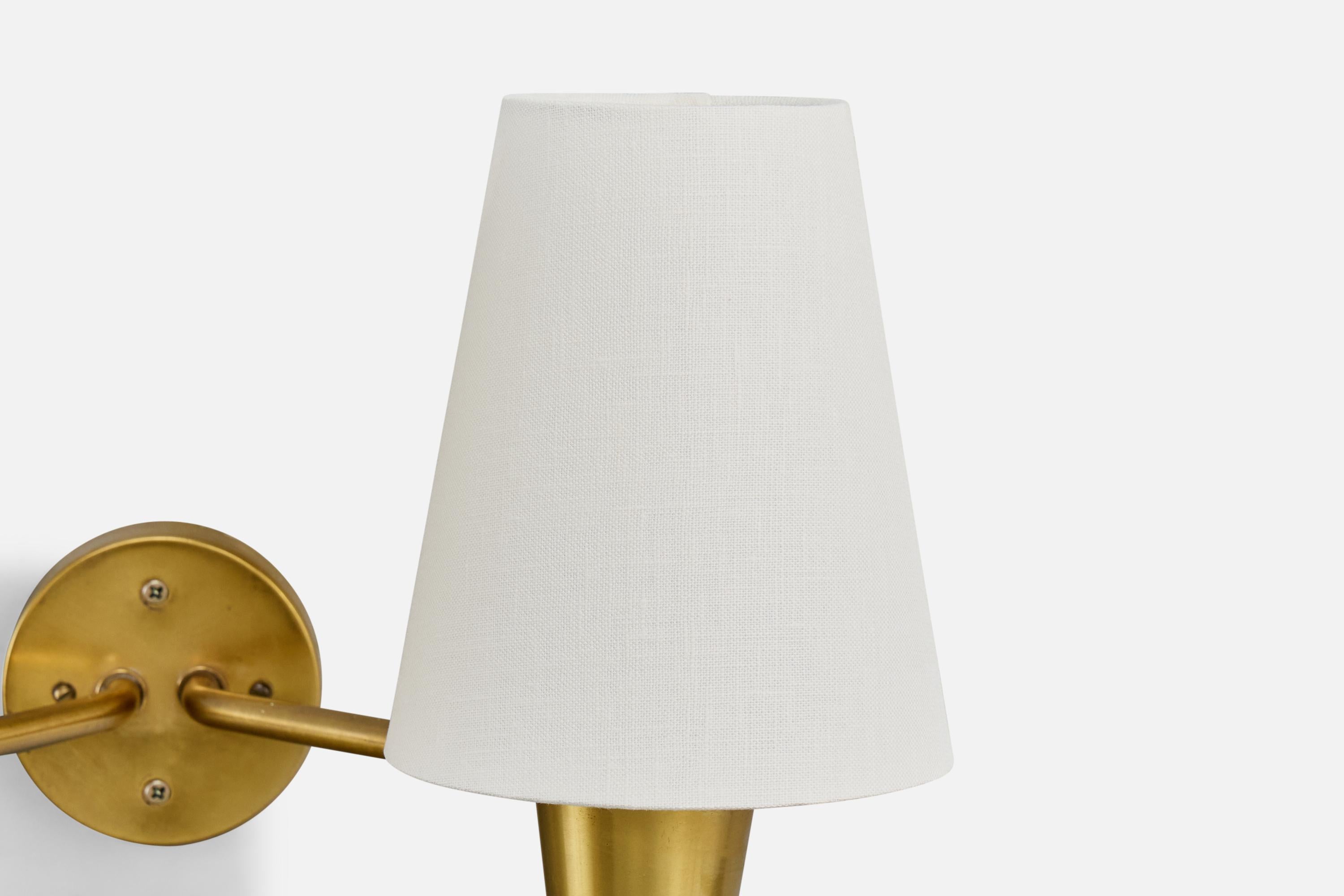 Asea, Wall Light, Brass, Fabric, Sweden, 1950s For Sale 1