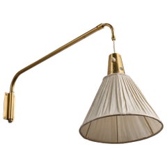 ASEA, Wall Light, Brass, Fabric, Sweden, 1950s