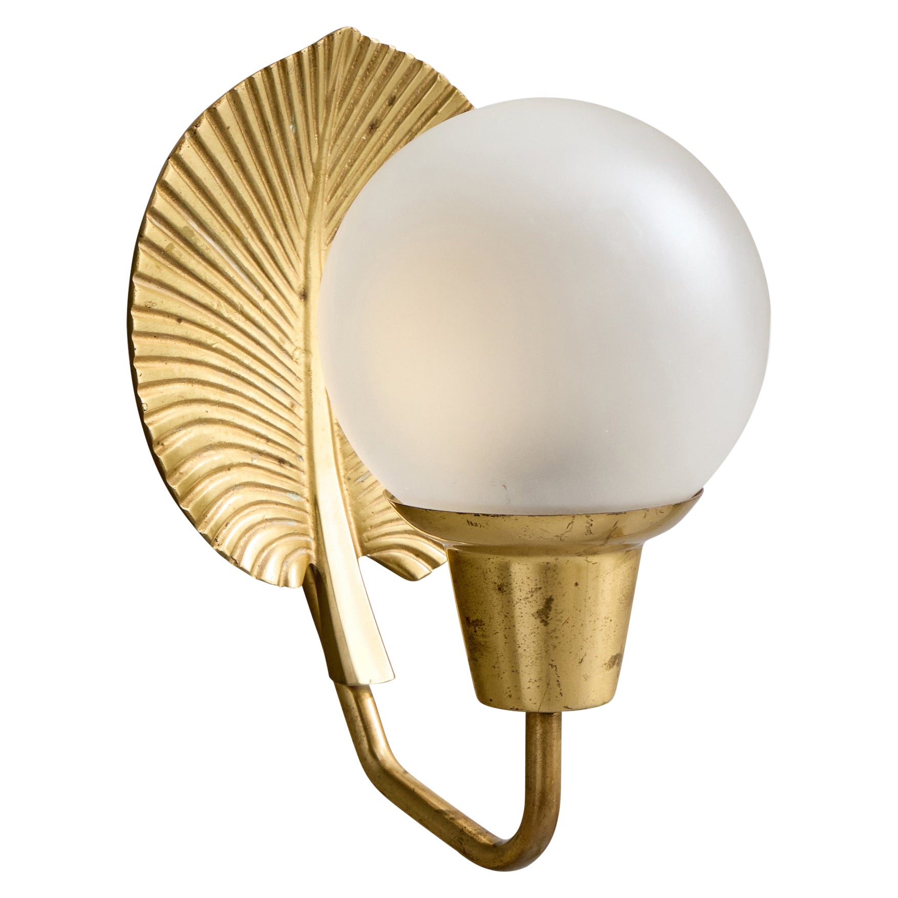 ASEA, Wandleuchte, Messing, Glas, Schweden, 1950er Jahre
