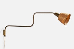 ASEA, Wall Light, Brass, Rattan, Sweden, 1940s