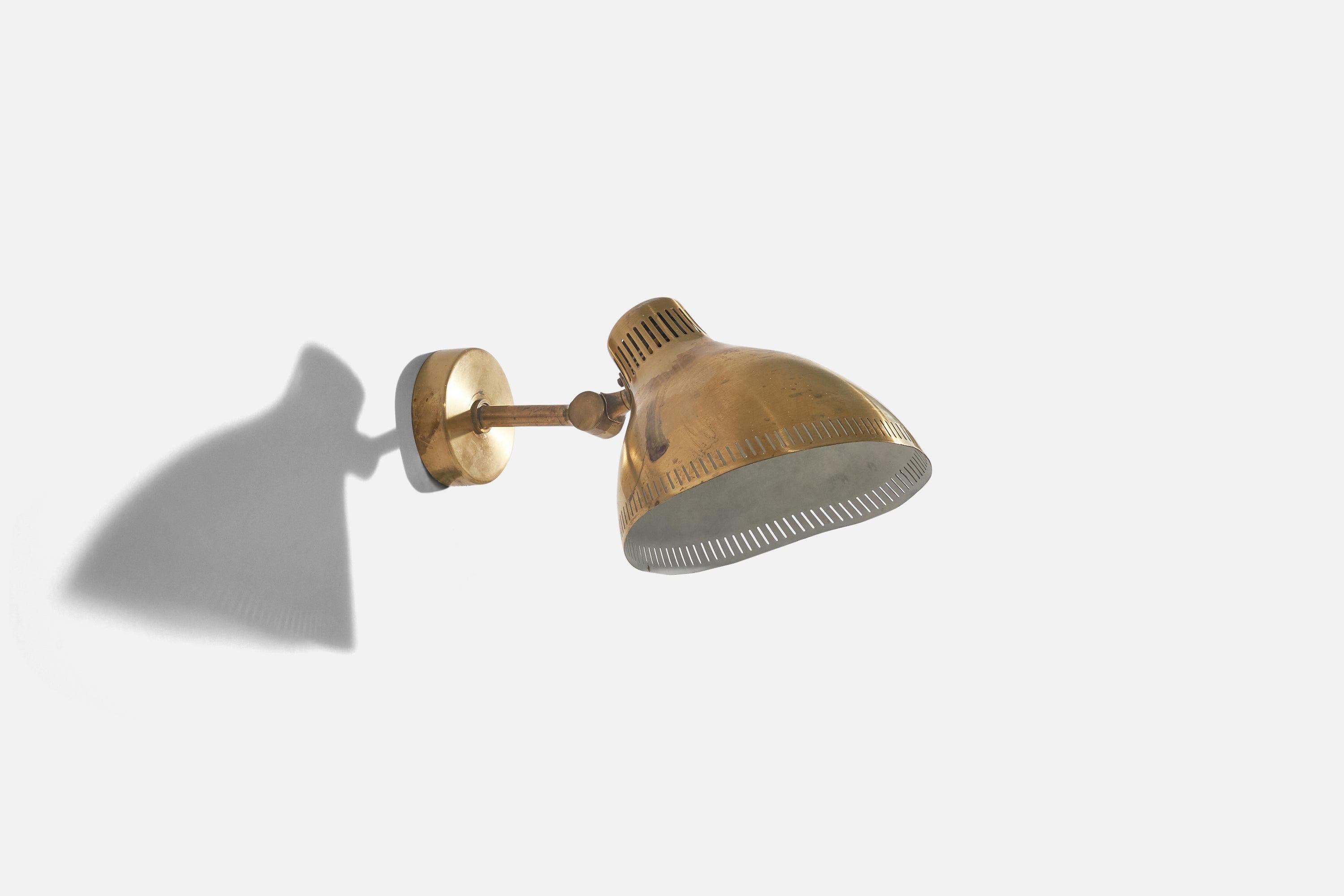 ASEA, Wall Light, Brass, Sweden, 1940s In Good Condition In High Point, NC