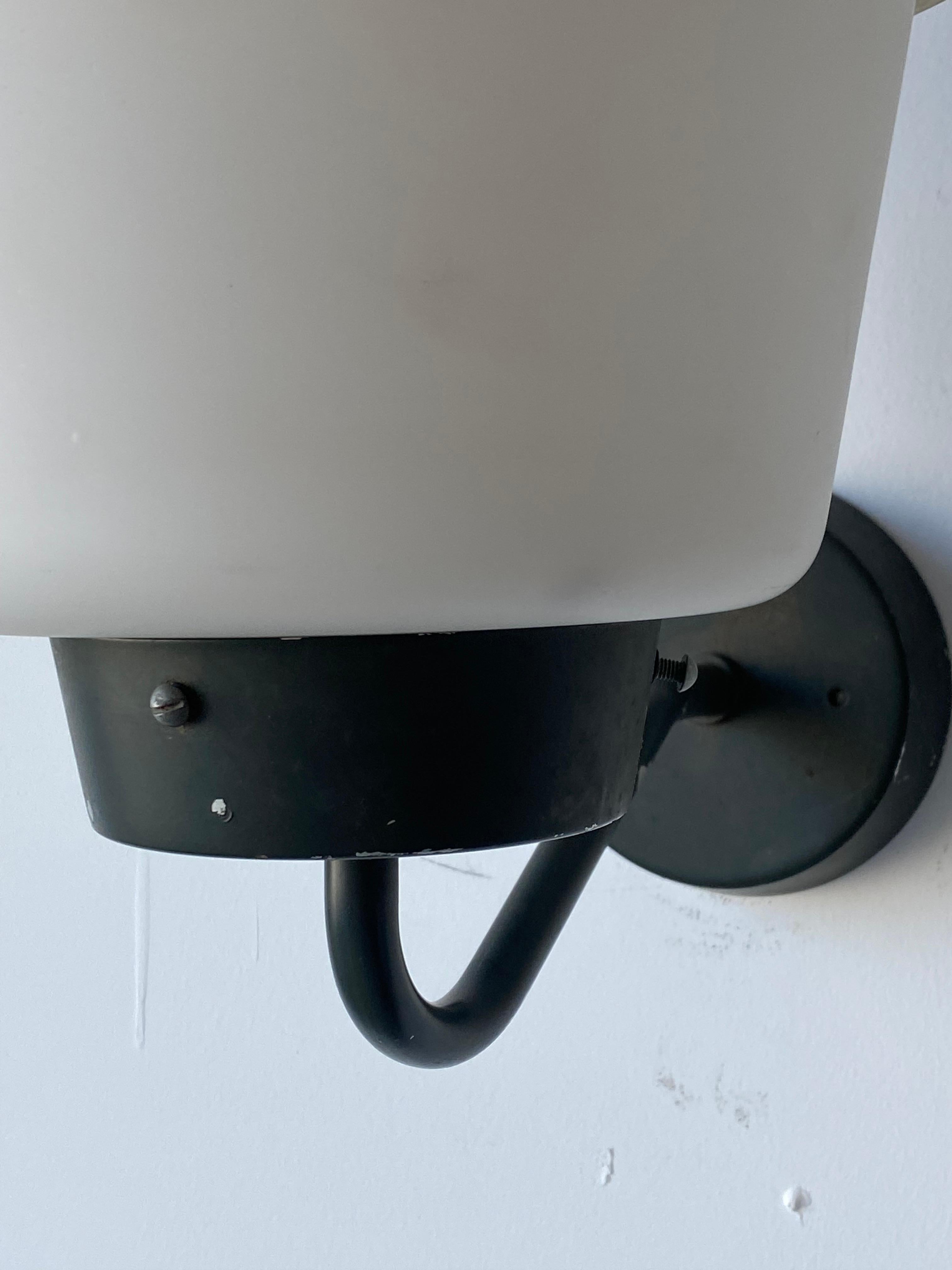 Swedish ASEA, Wall Light, Metal, Frosted Glass, Sweden, 1950s For Sale